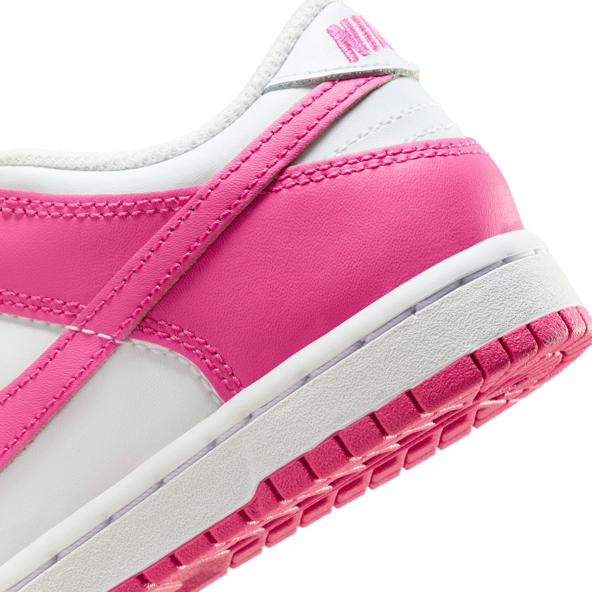 Nike Dunk Low Preschool Girls' "White/Laser Fuchsia" Shoe