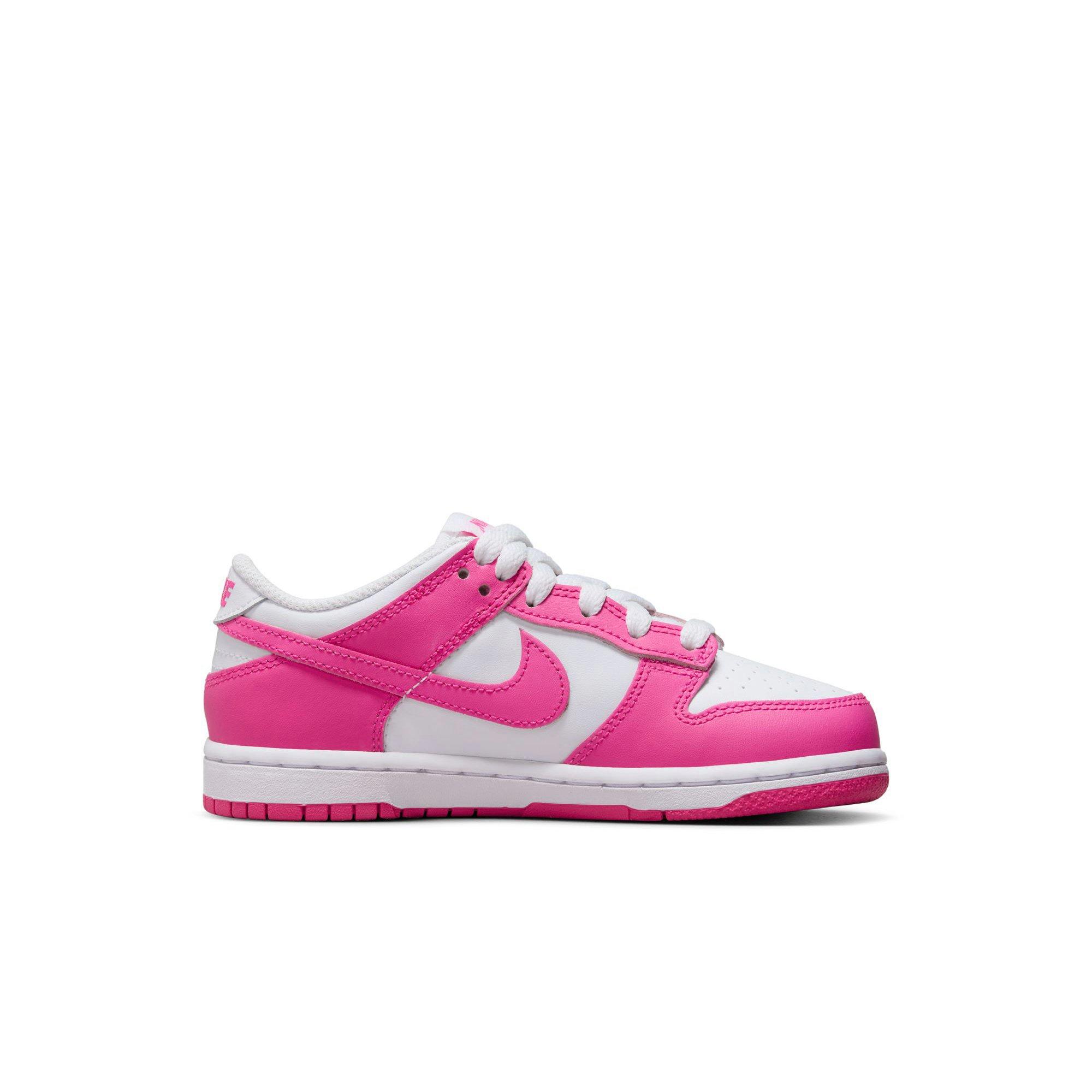 Nike Dunk Low Preschool Girls' "White/Laser Fuchsia" Shoe