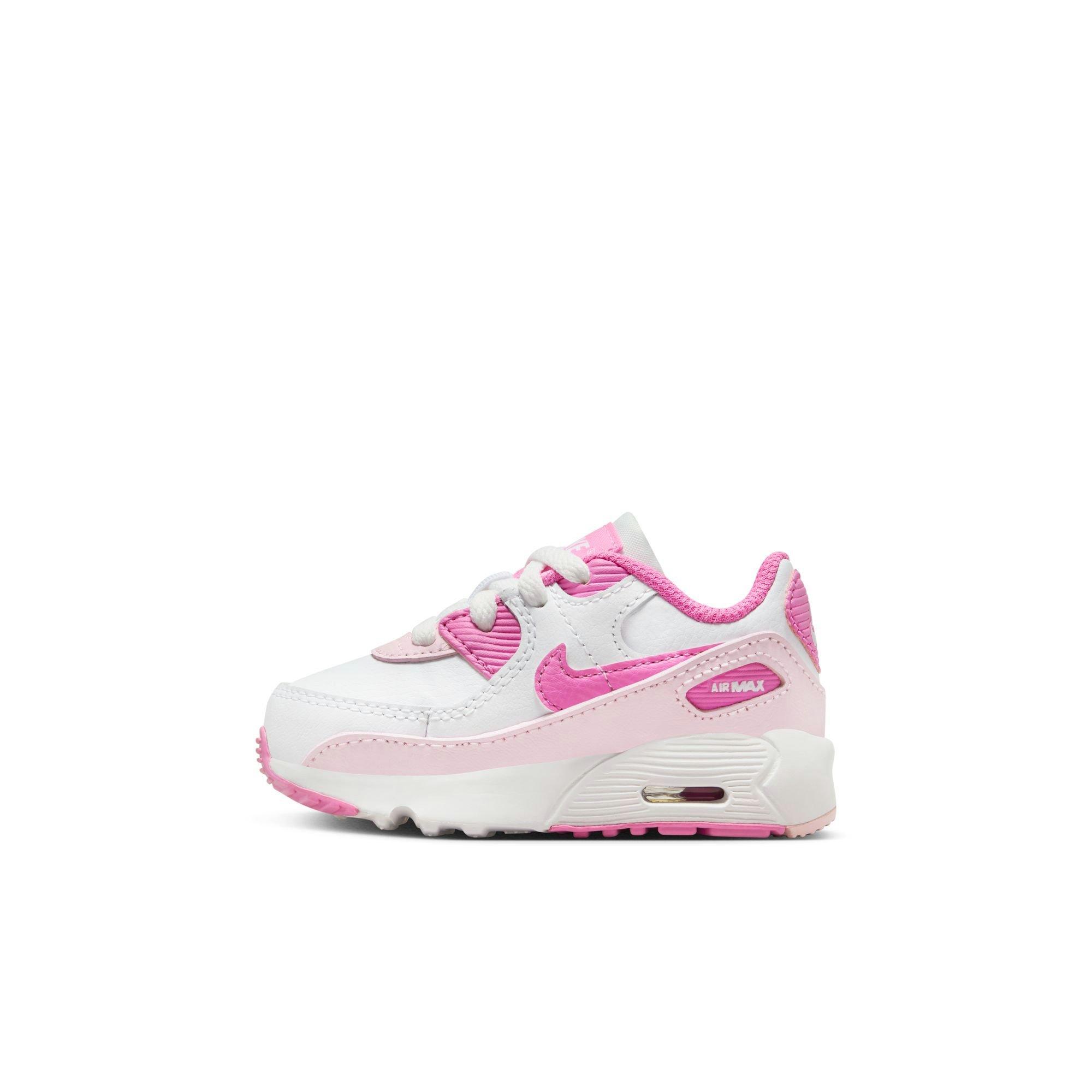 Nike Air Max 90 Gel White Playful Pink Pink Foam Toddler Girls Shoe Hibbett