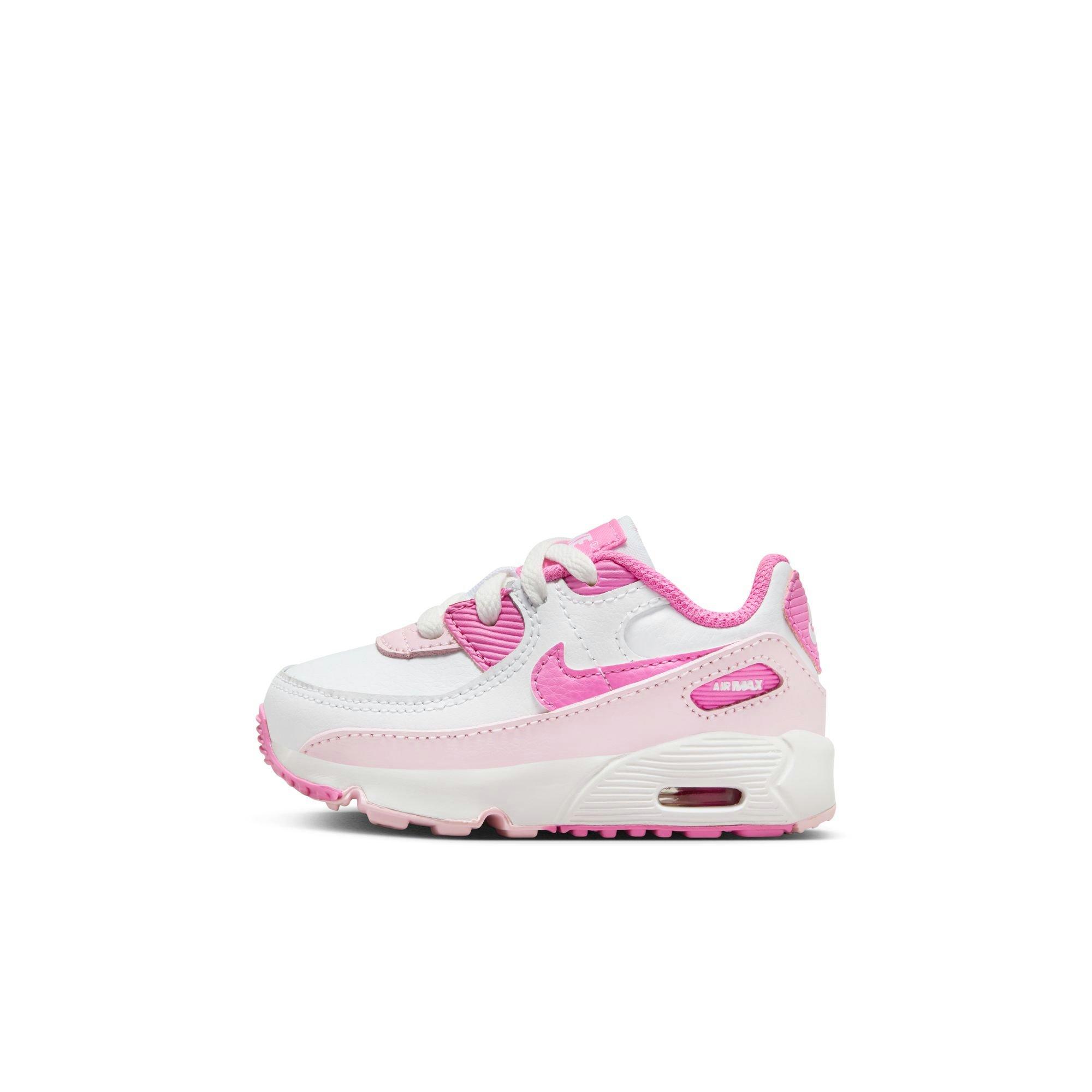 Nike Air Max 90 Gel White Playful Pink Pink Foam Toddler Girls Shoe Hibbett