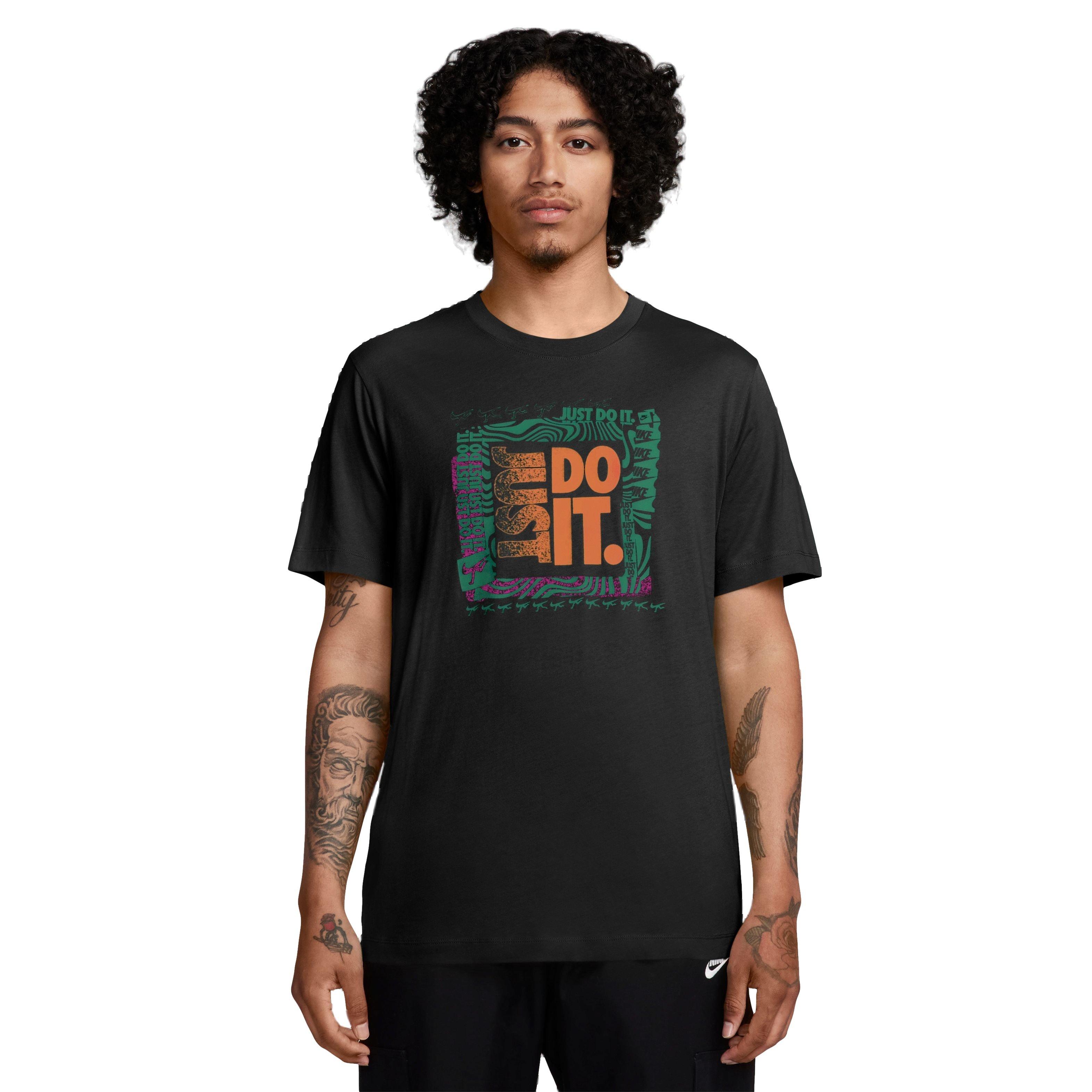 Nike Men's Sportswear Brandriff Just-Do-It Tee - BLACK Thumbnail View 1