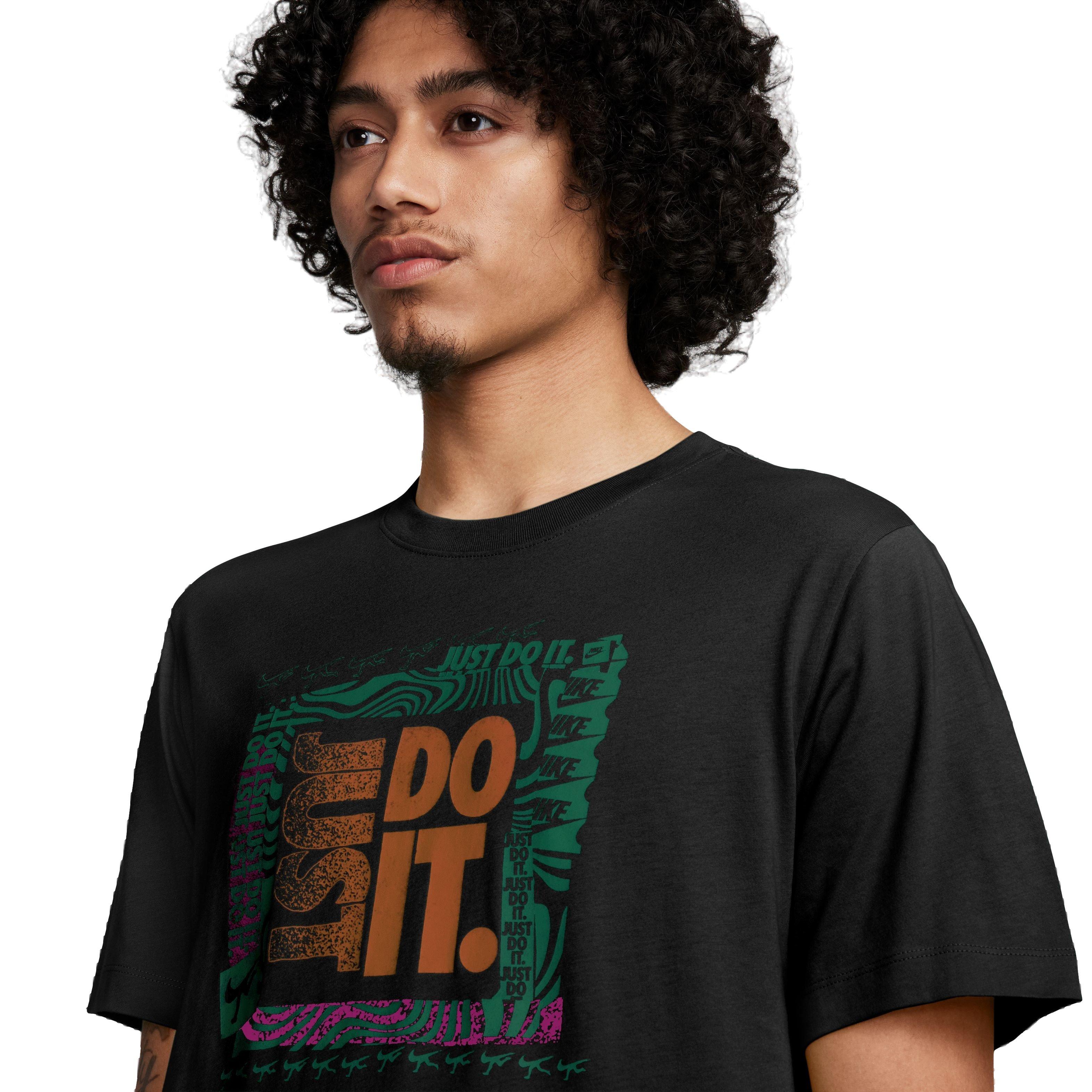 Nike Men's Sportswear Brandriff Just-Do-It Tee - BLACK Thumbnail View 3