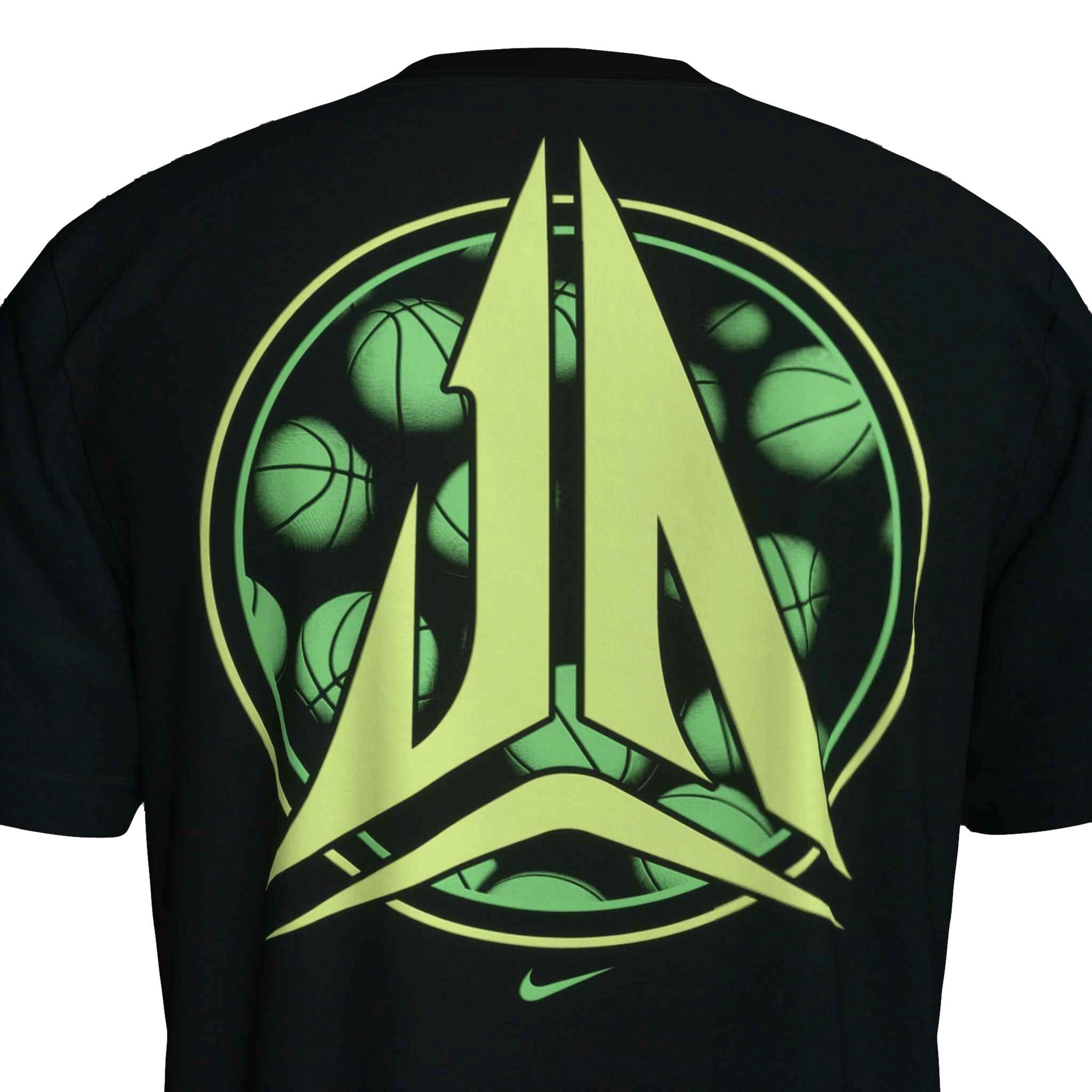 Nike Men's Ja Morant Dri-FIT Tee - Black/Lime - BLACK/LIME Thumbnail View 4