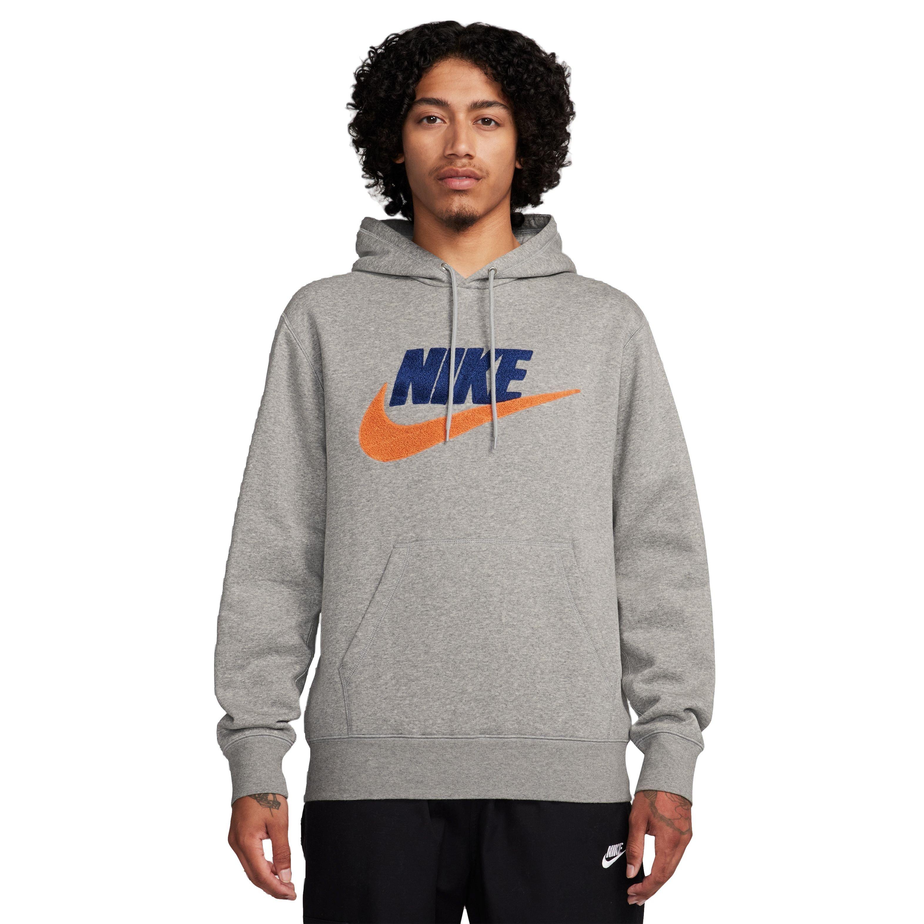 Nike Men's Club Chenille Futura Pullover - Grey - GREY Thumbnail View 1