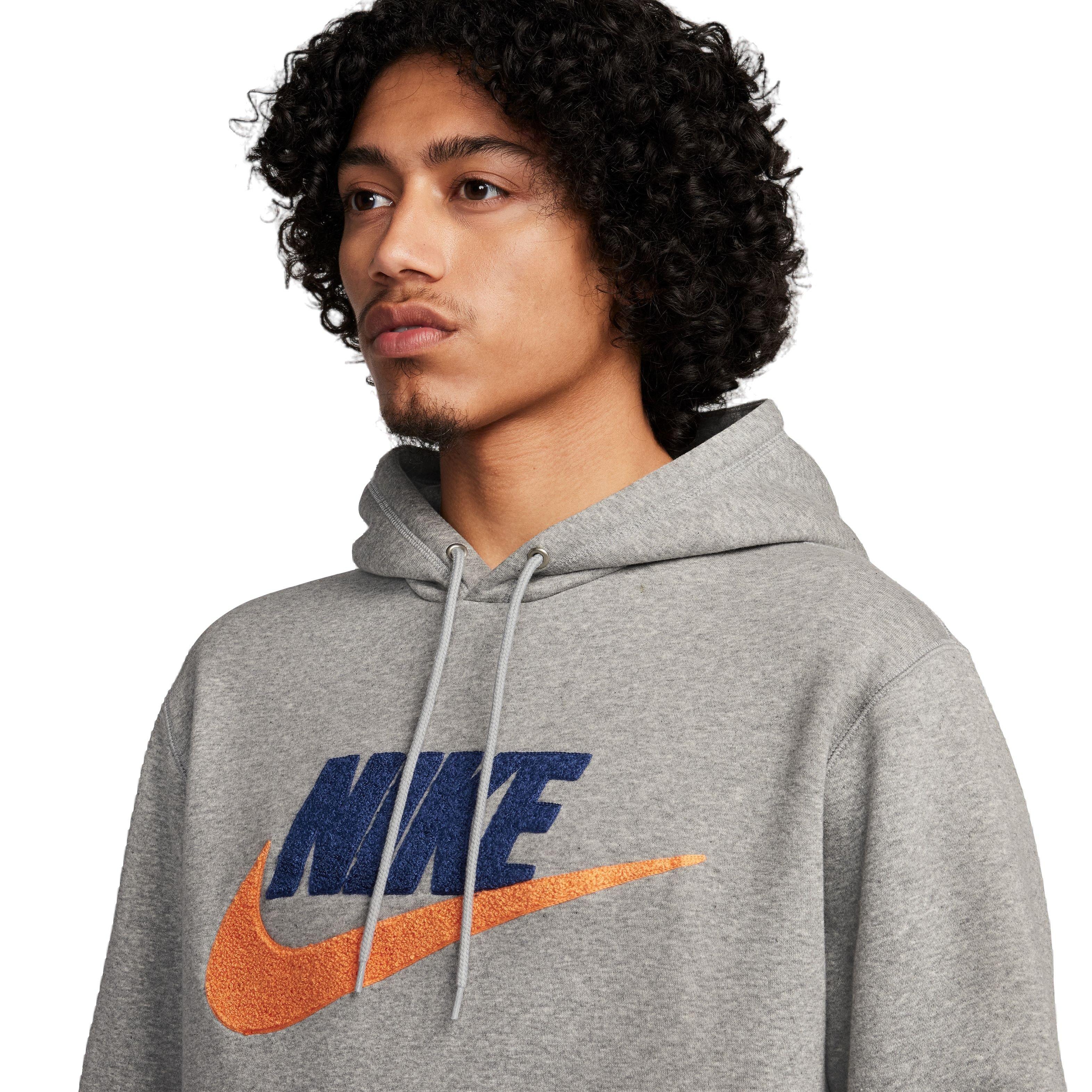 Nike Men's Club Chenille Futura Pullover - Grey - GREY Thumbnail View 3