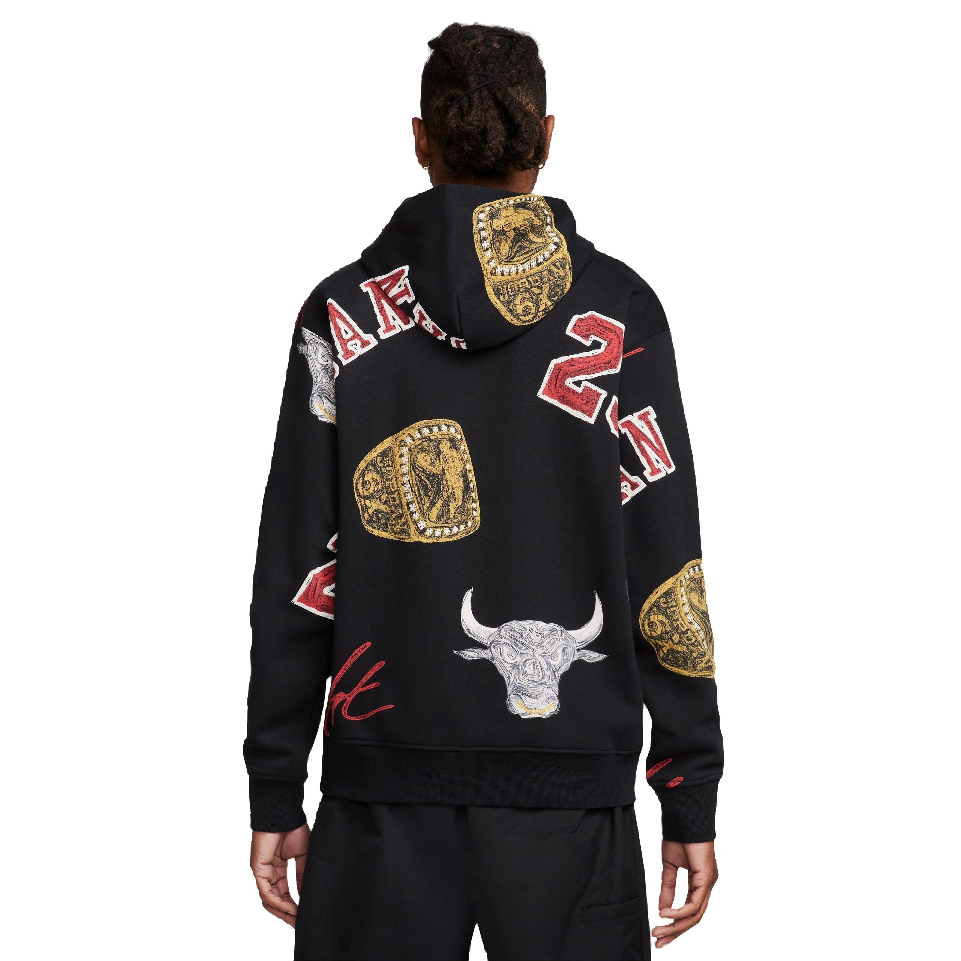 Jordan Men's Printed Hoodie - BLACK Thumbnail View 2