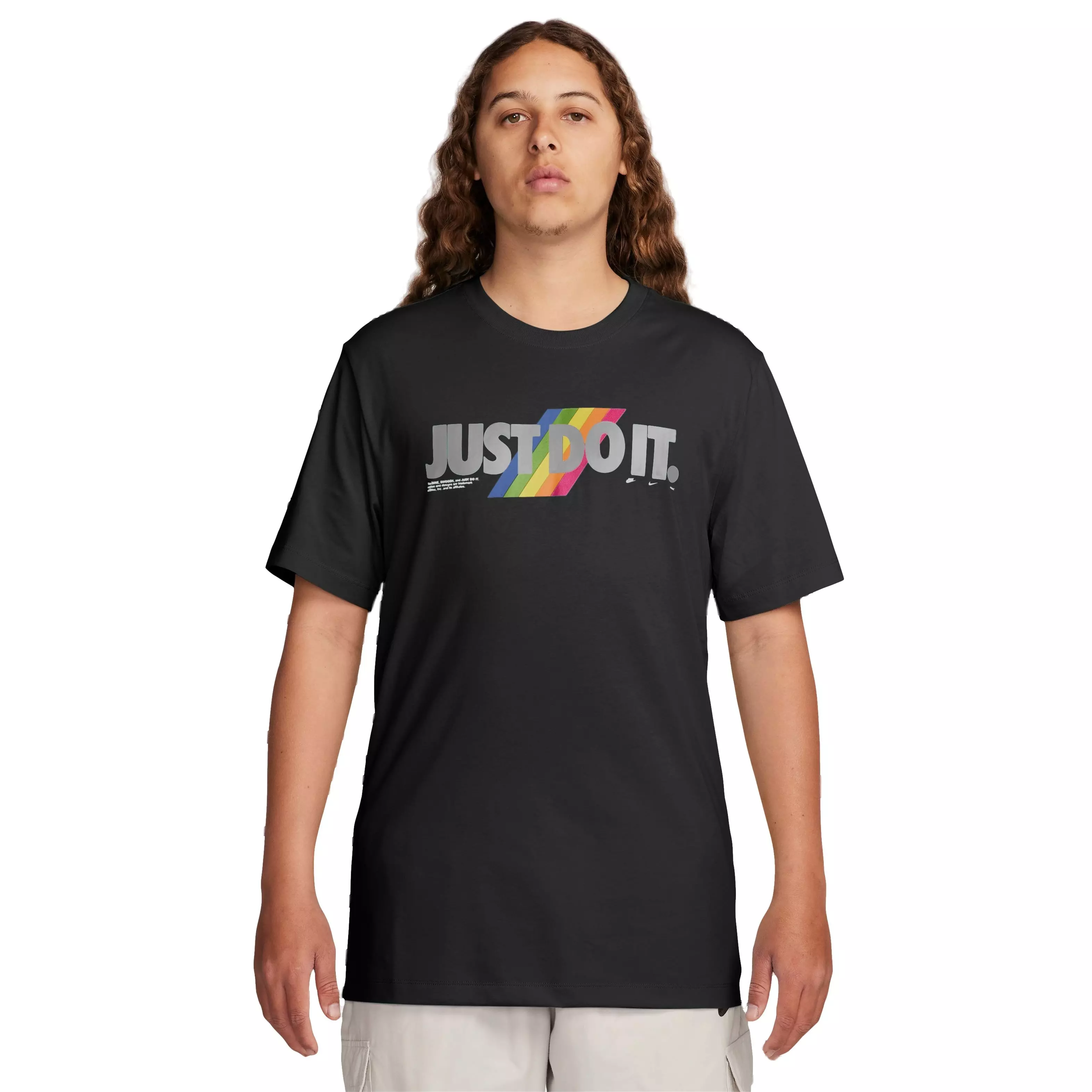 Nike Men's Just-Do-It Rainbow Tee - Black - BLACK