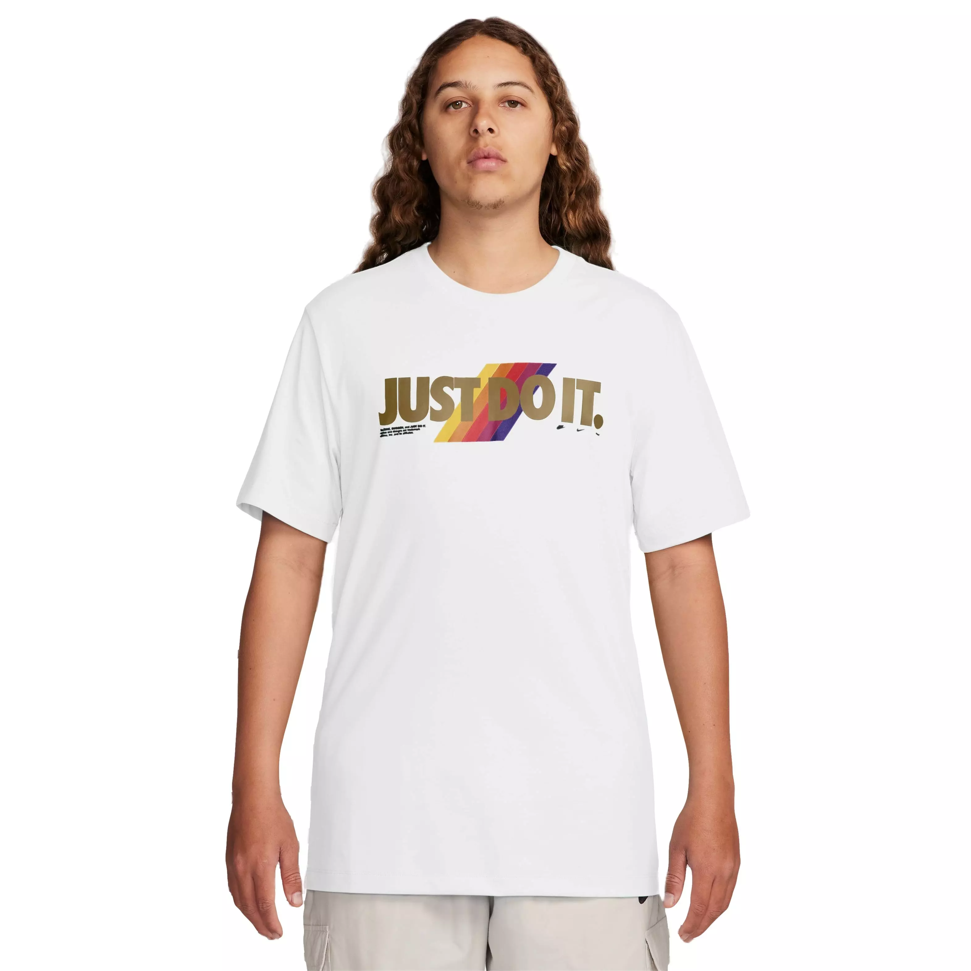 Nike Men's Just-Do-It Rainbow Tee - White - WHITE