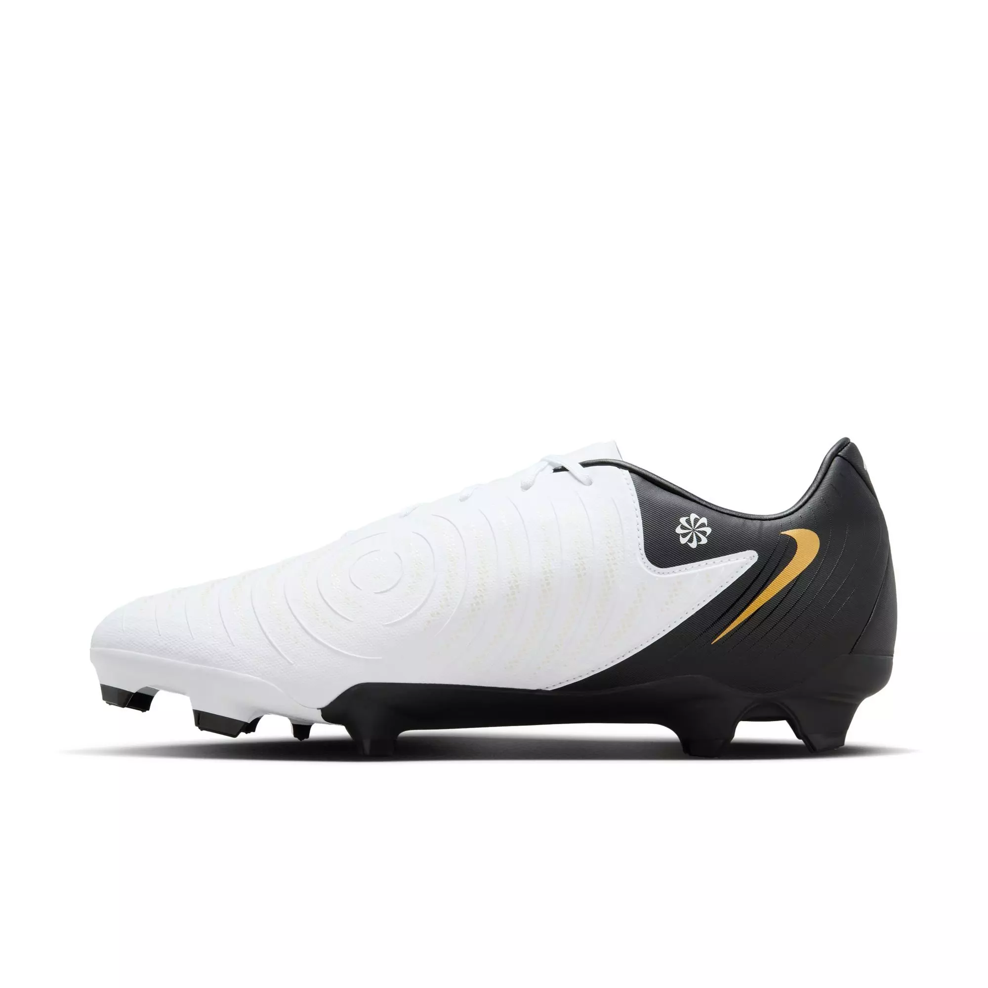 Nike Phantom GX 2 Academy MG "White/Black/Metallic Gold Coin" Men's Soccer Cleat - WHITE/BLACK