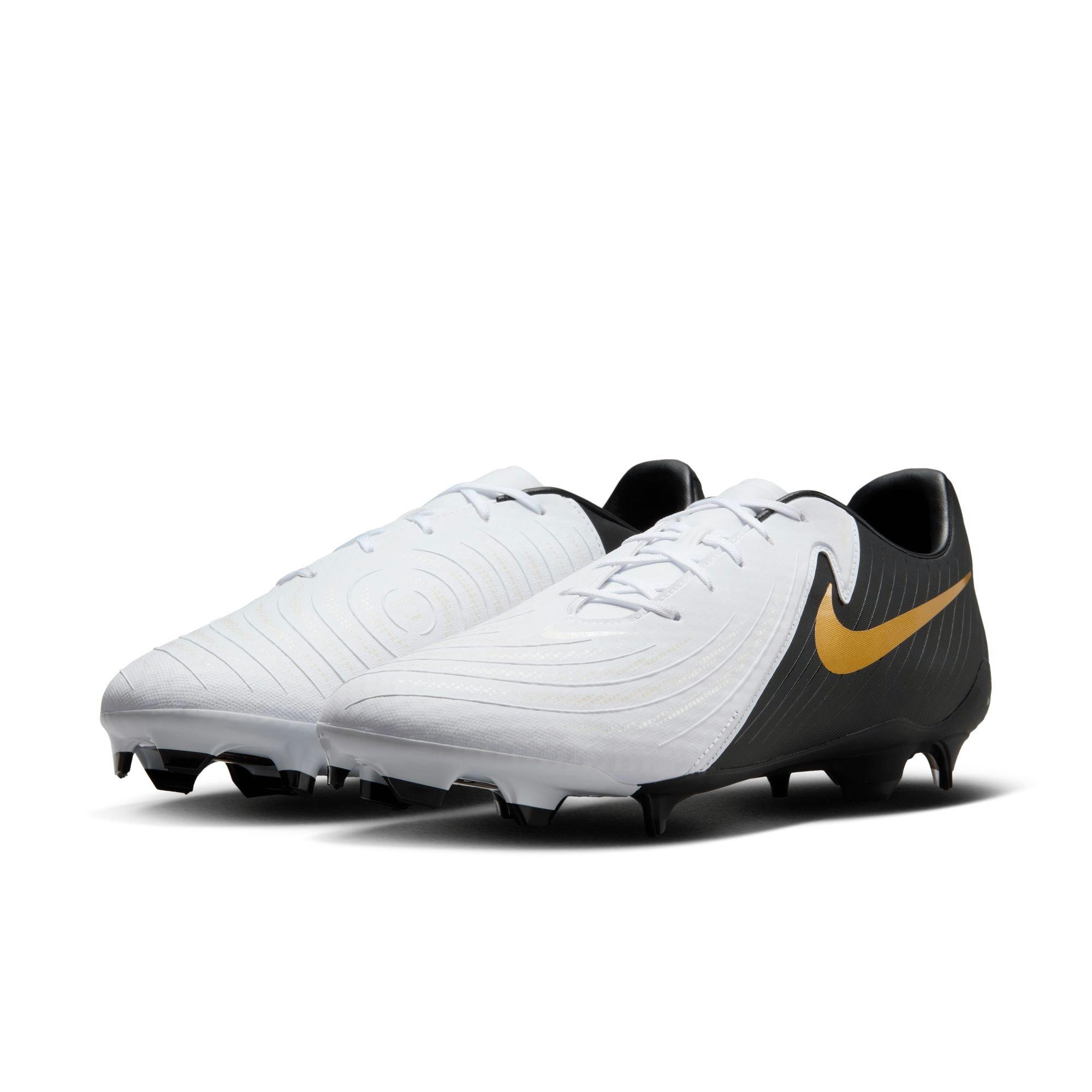 Nike Phantom GX 2 Academy MG "White/Black/Metallic Gold Coin" Men's Soccer Cleat - WHITE/BLACK Thumbnail View 10