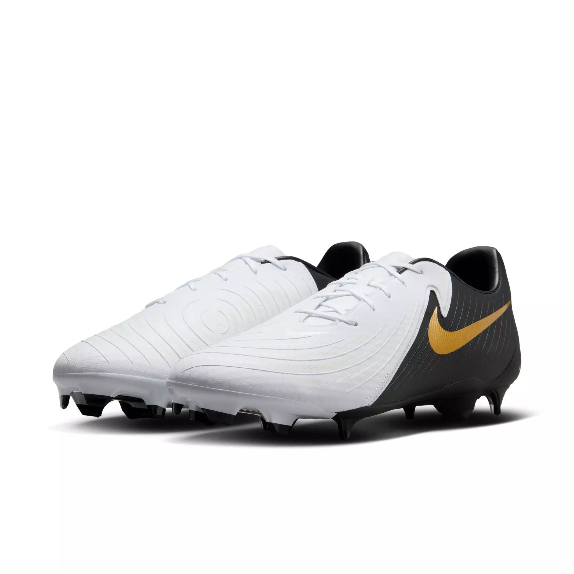 Nike Phantom GX 2 Academy MG "White/Black/Metallic Gold Coin" Men's Soccer Cleat - WHITE/BLACK