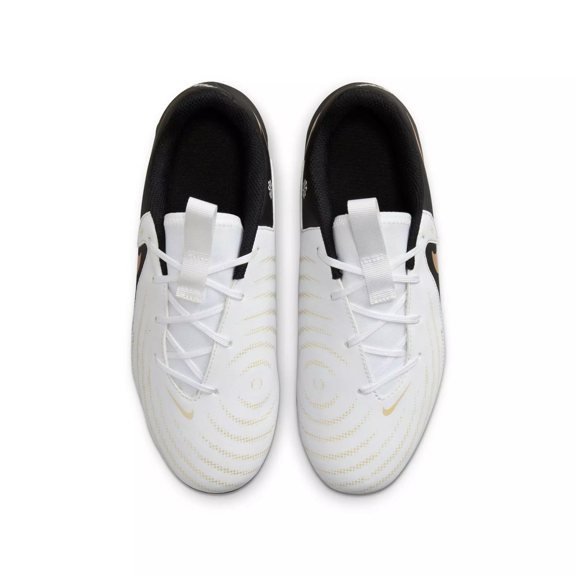 Nike Jr. Phantom GX 2 Academy "White/Black/Metallic Gold Coin" Grade School Kids' Soccer Cleat - WHITE/BLACK