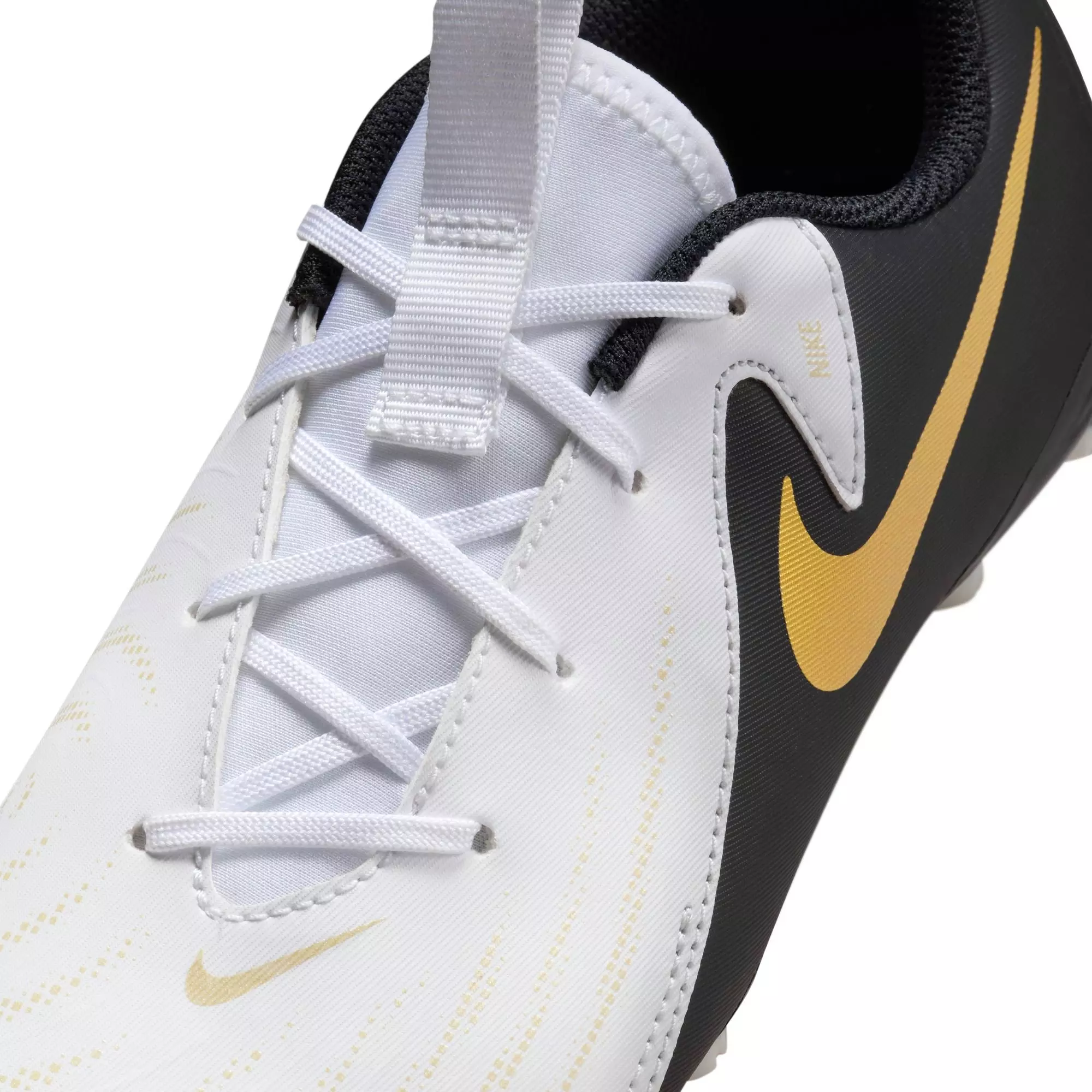 Nike Jr. Phantom GX 2 Academy "White/Black/Metallic Gold Coin" Grade School Kids' Soccer Cleat - WHITE/BLACK