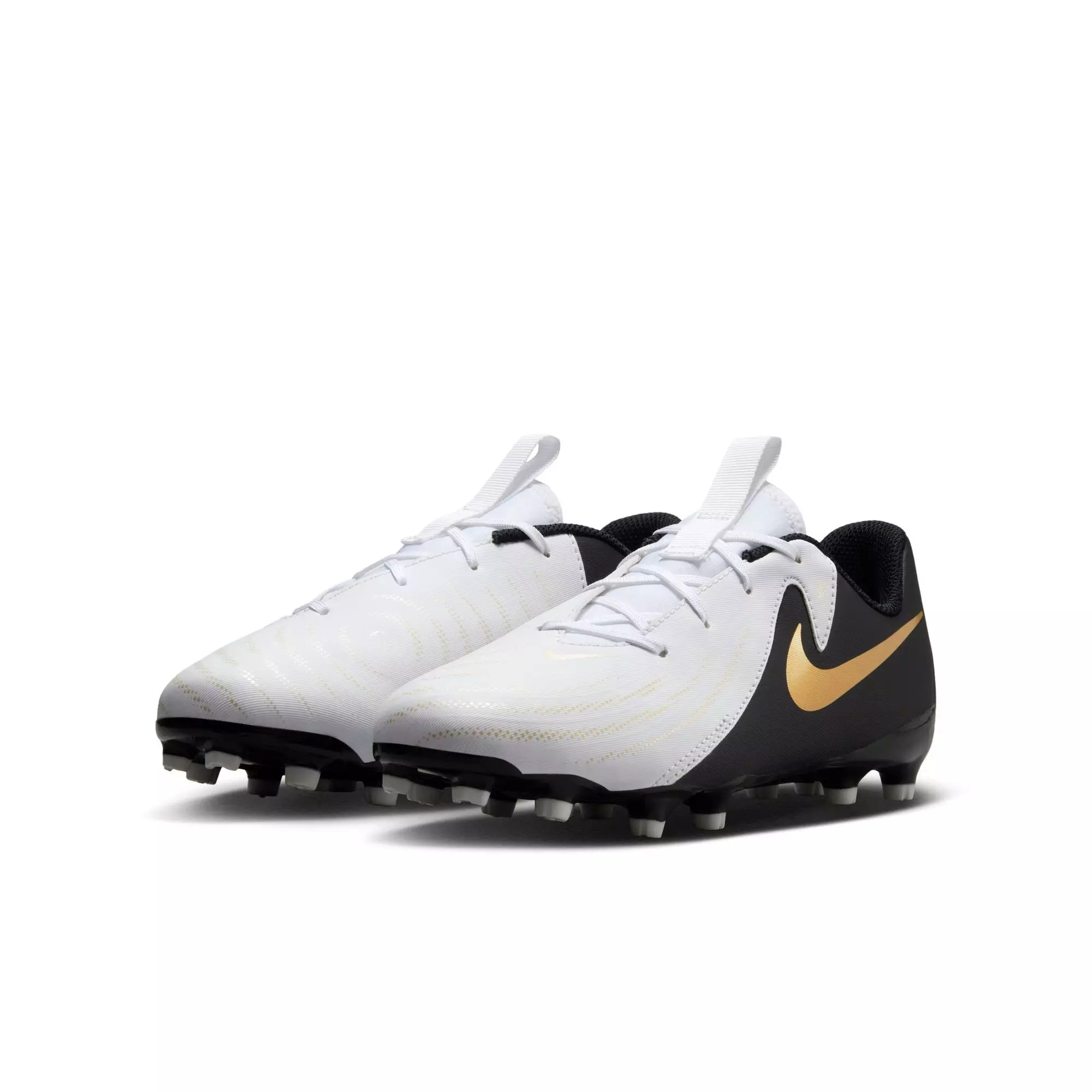 Nike Jr. Phantom GX 2 Academy "White/Black/Metallic Gold Coin" Grade School Kids' Soccer Cleat - WHITE/BLACK