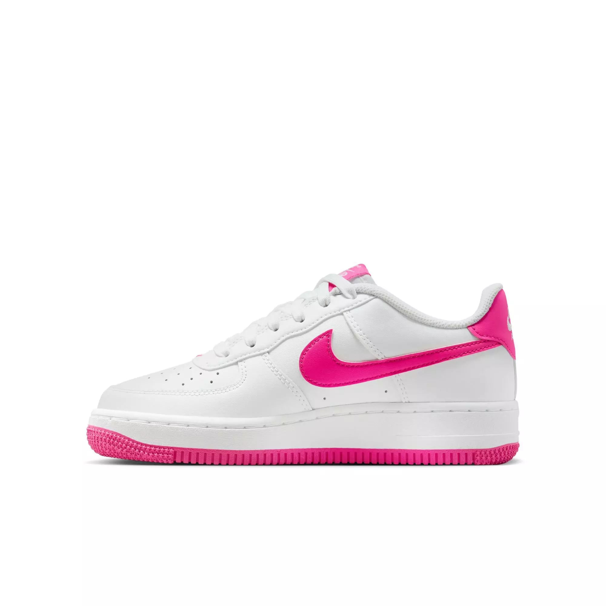 Nike Air Force 1 LV8 2 "White/Laser Fuchsia" Grade School Girls' Shoe - WHITE/PINK