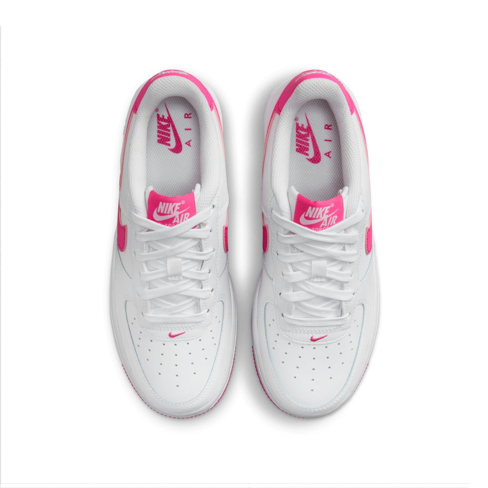 Nike Air Force 1 LV8 2 Grade School Girls' White/Laser Fuchsia Shoe