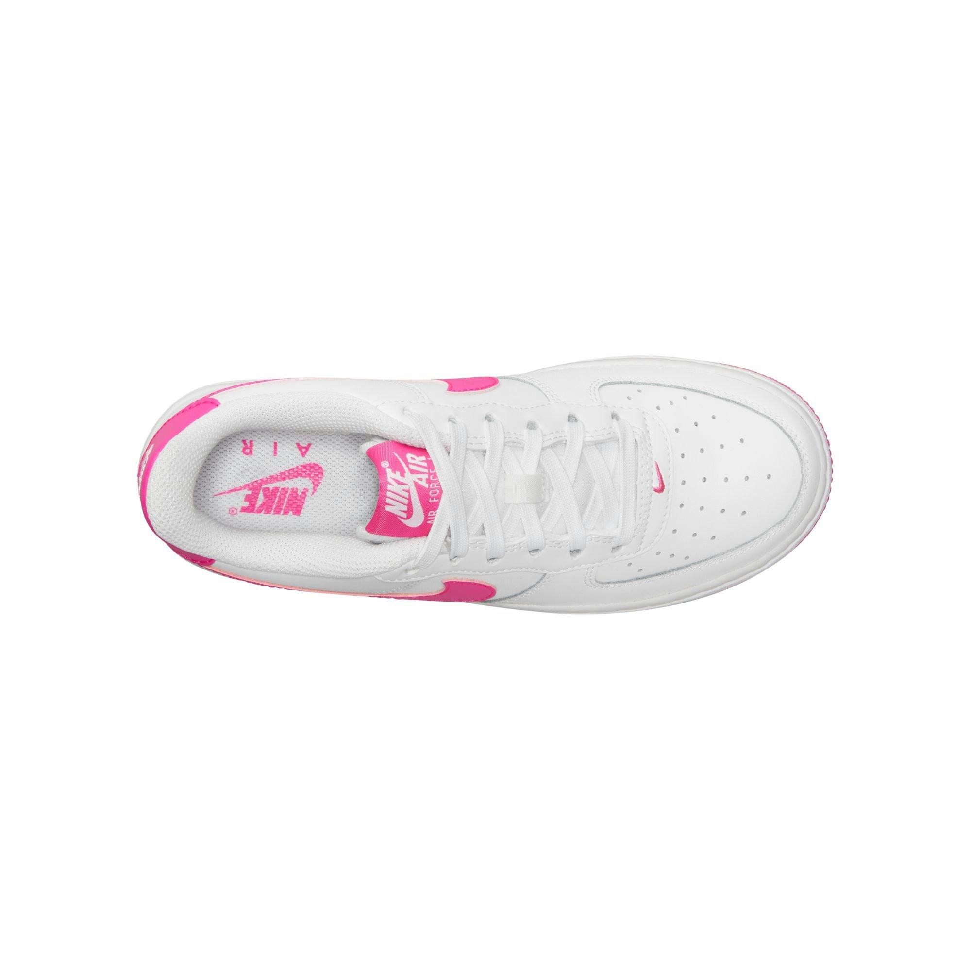 Nike Air Force 1 LV8 2 Grade School Girls' White/Laser Fuchsia Shoe