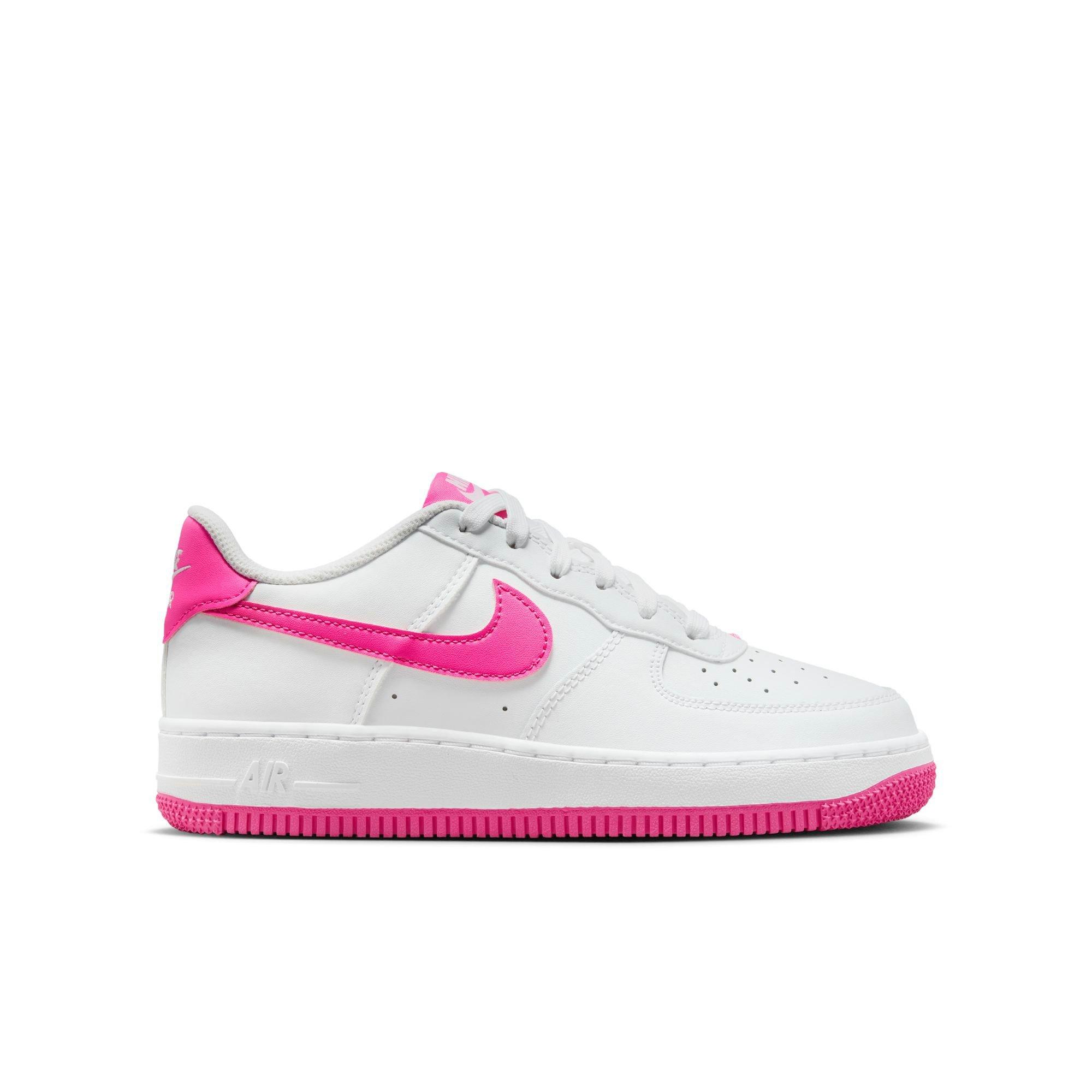 Nike Air Force 1 LV8 2 White Laser Fuchsia Grade School Girls Shoe