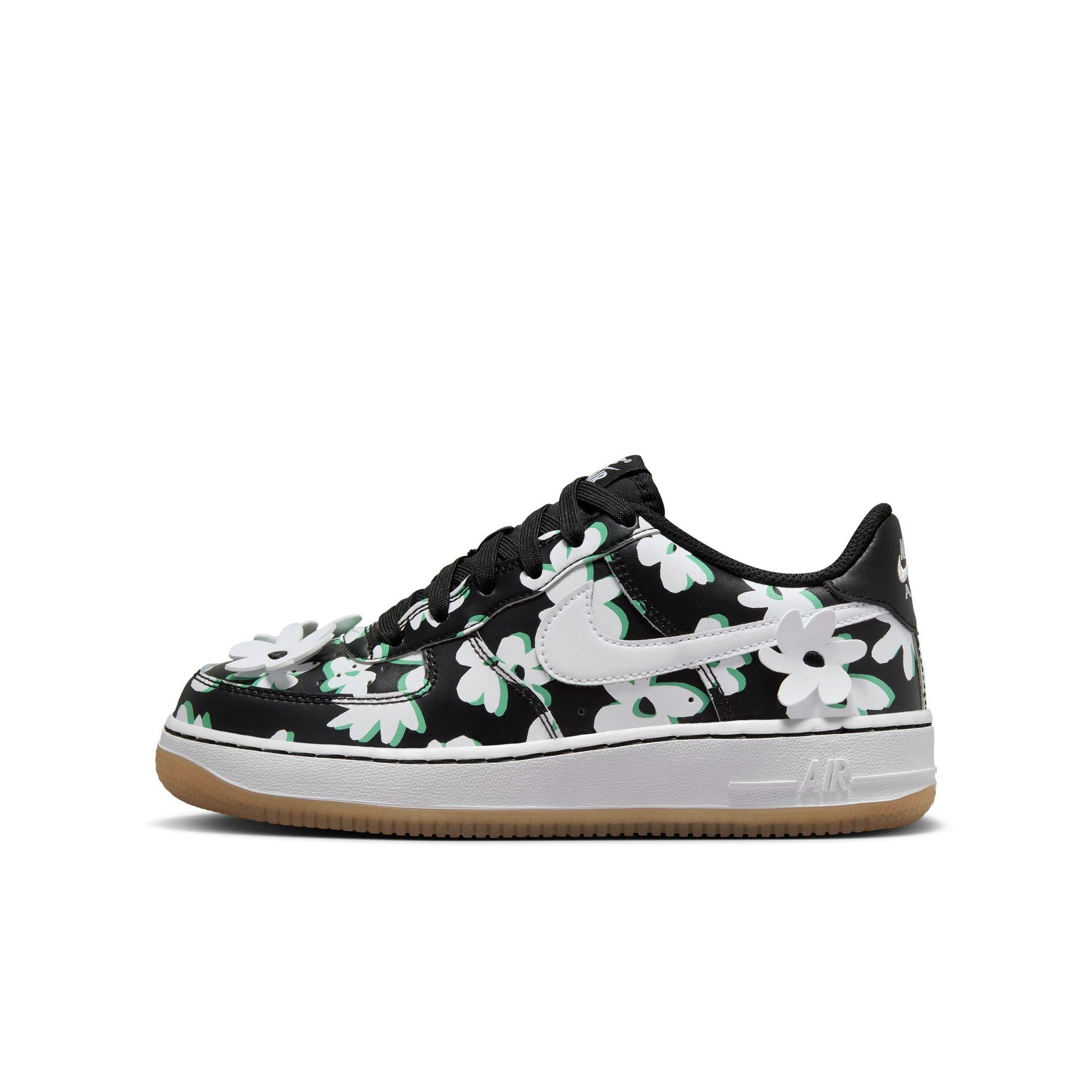 Nike Air Force 1 LV8 1 "Black/White/Spring Green" Preschool Girls' Shoe - BLACK/WHITE/GREEN Thumbnail View 3