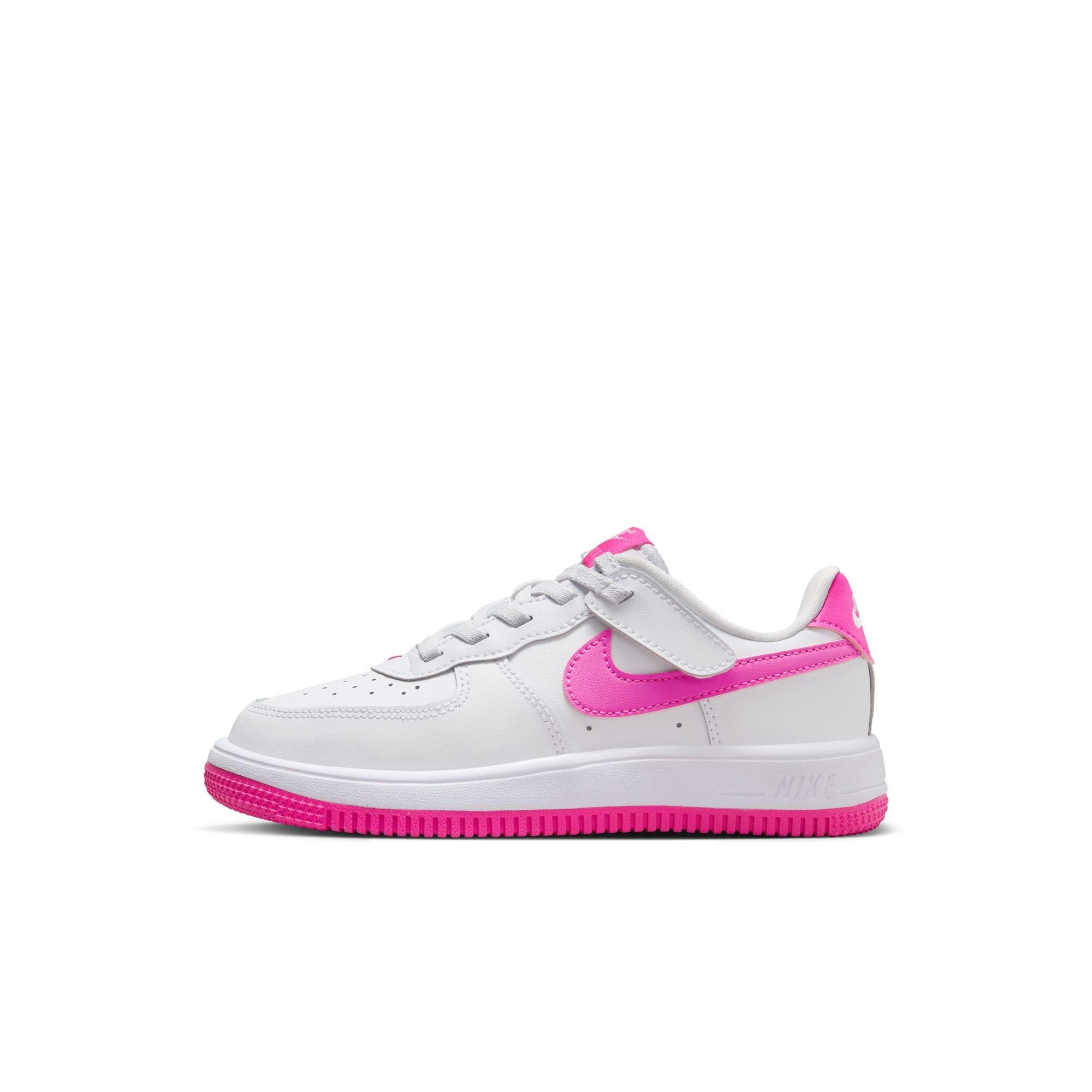 Nike Air Force 1 Low EasyOn Preschool Girls' "White/Laser Fuchsia" Shoe