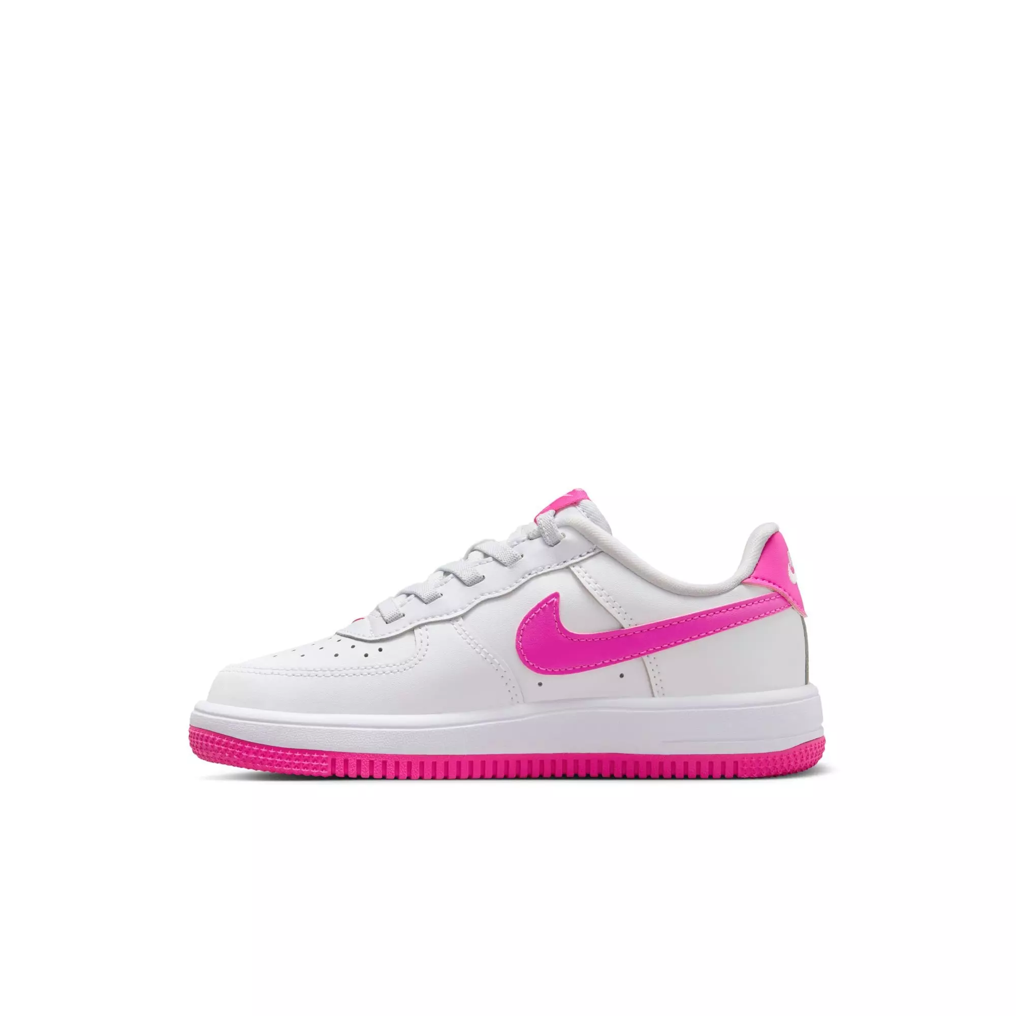 Nike Air Force 1 Low EasyOn "White/Laser Fuchsia" Preschool Girls' Shoe - WHITE/PINK