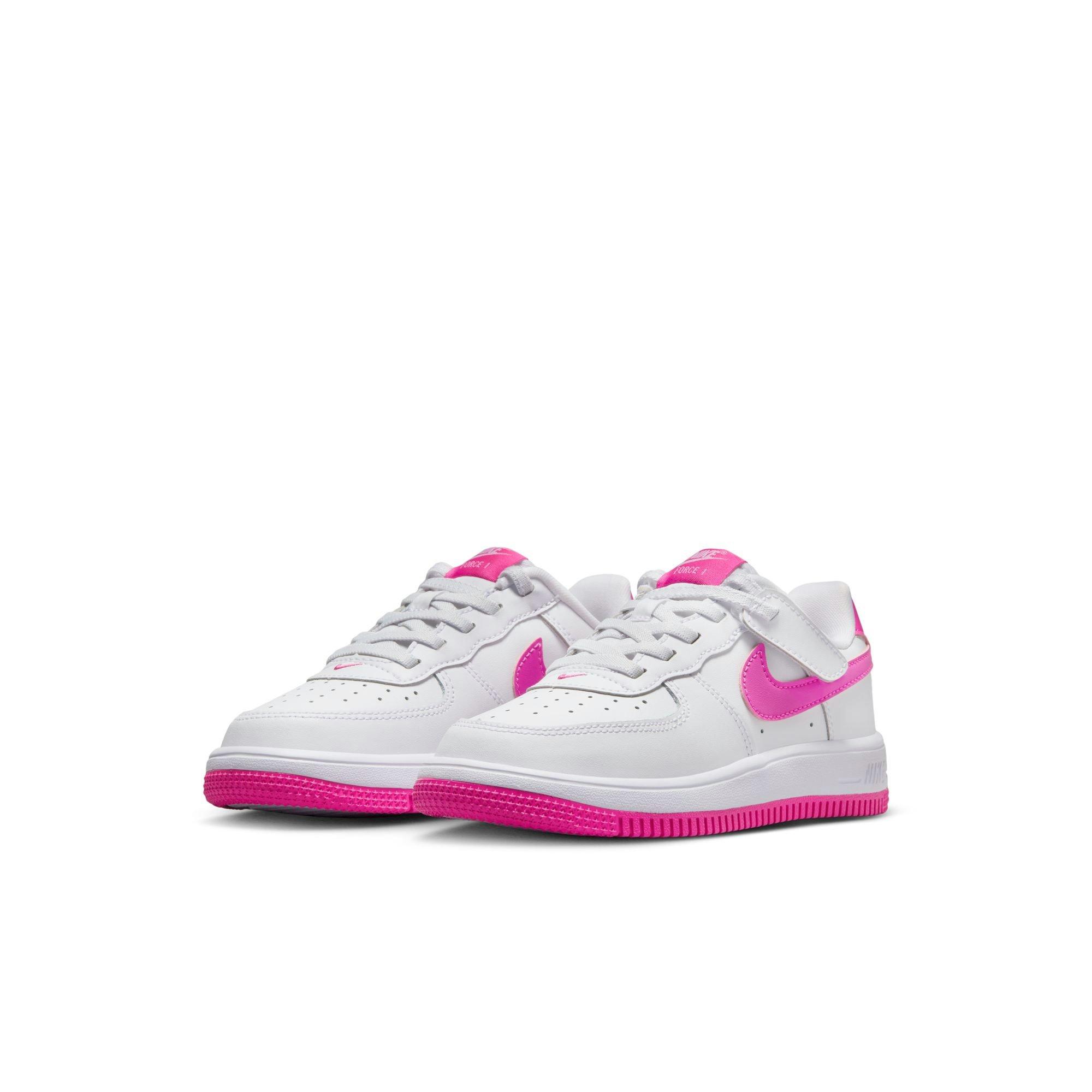 Nike Air Force 1 Low EasyOn Preschool Girls' White/Laser Fuchsia Shoe