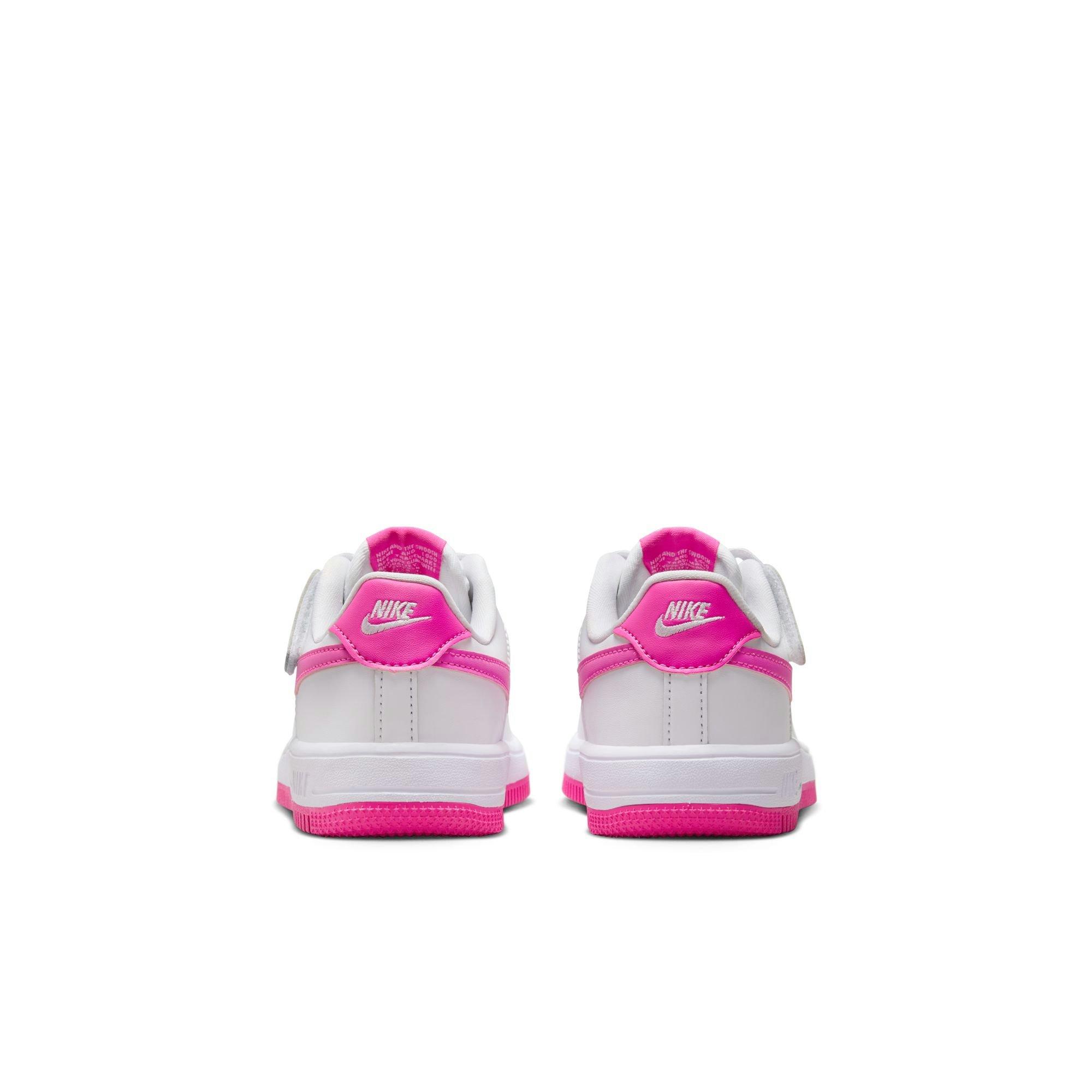 Nike Air Force 1 Low EasyOn Preschool Girls' "White/Laser Fuchsia" Shoe