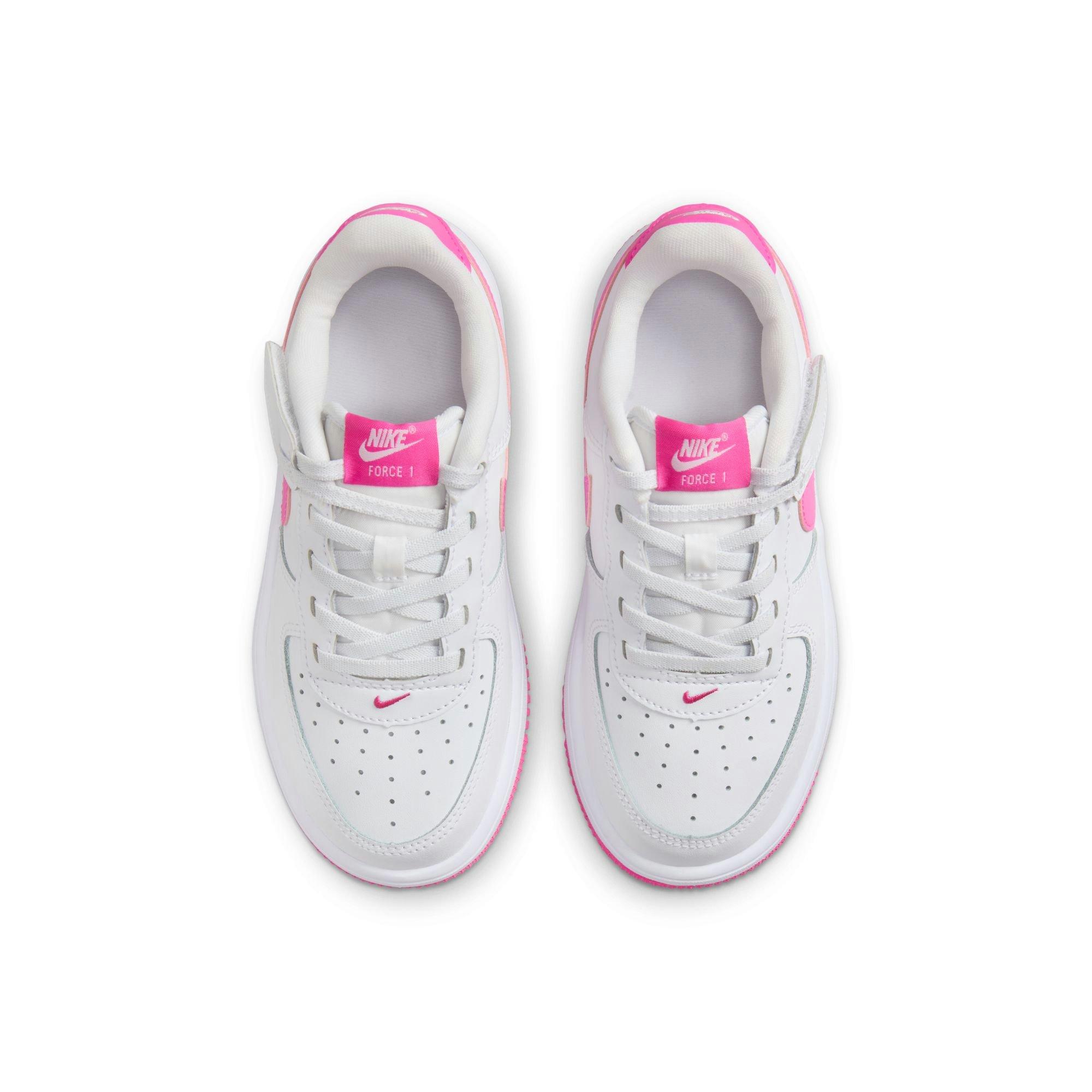 Nike Air Force 1 Low EasyOn Preschool Girls' "White/Laser Fuchsia" Shoe