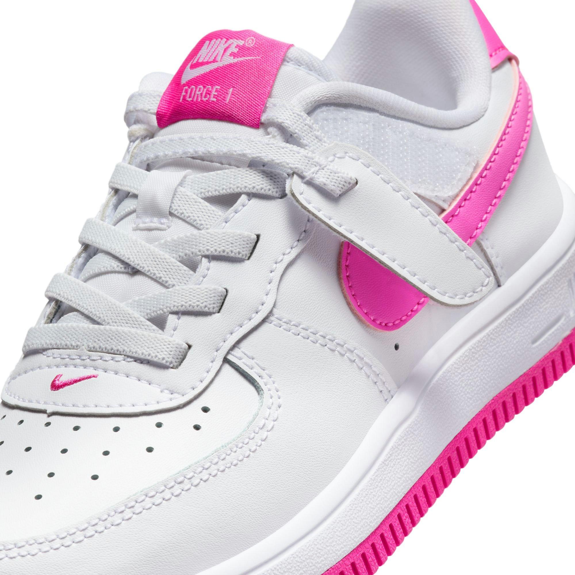 Nike Air Force 1 Low EasyOn Preschool Girls' "White/Laser Fuchsia" Shoe