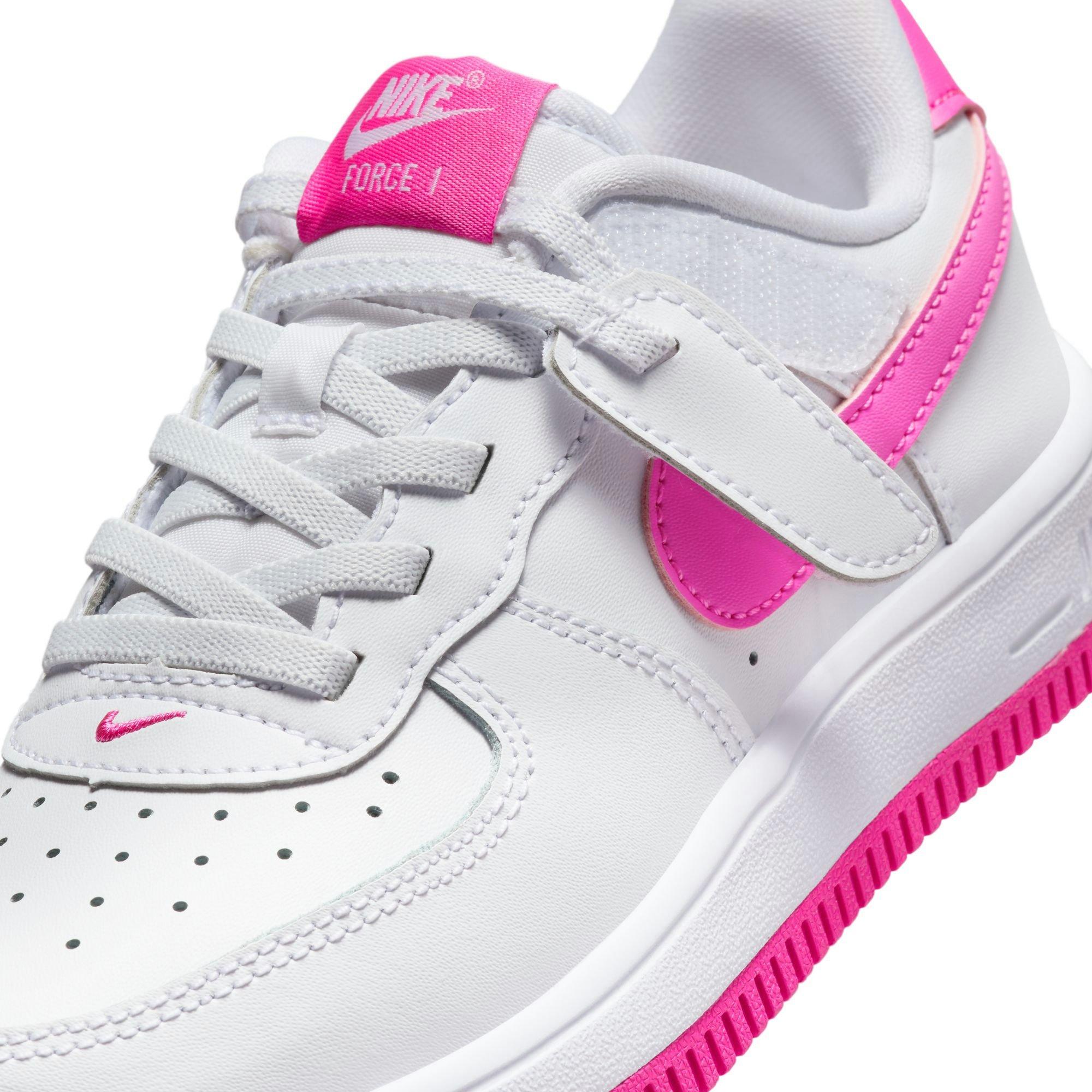 Nike Air Force 1 Low EasyOn Preschool Girls' White/Laser Fuchsia Shoe