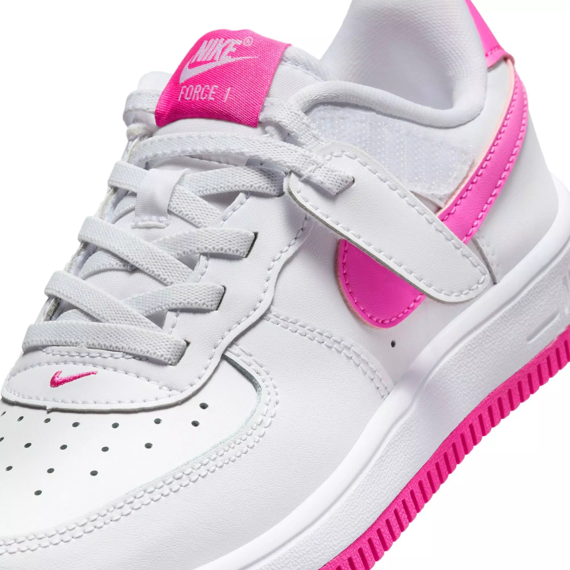 Nike Air Force 1 Low EasyOn "White/Laser Fuchsia" Preschool Girls' Shoe - WHITE/PINK