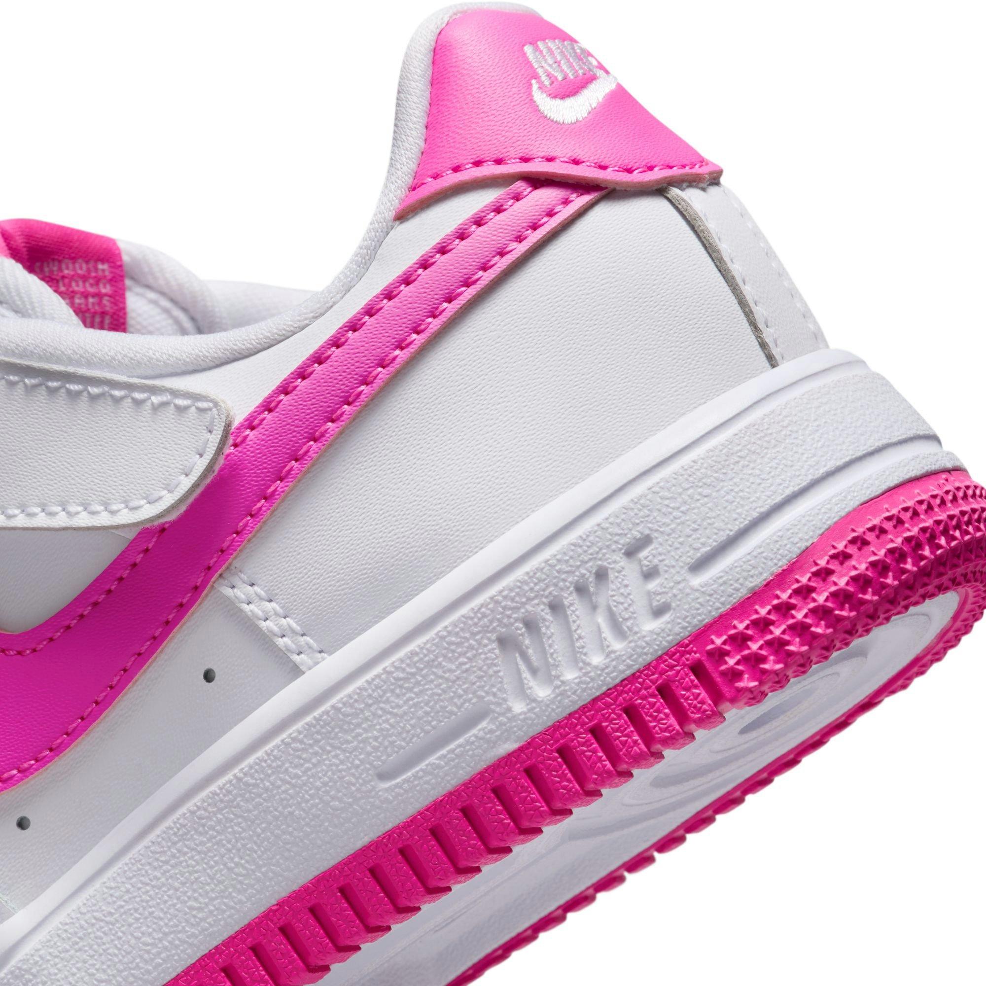 Nike Air Force 1 Low EasyOn Preschool Girls' White/Laser Fuchsia Shoe