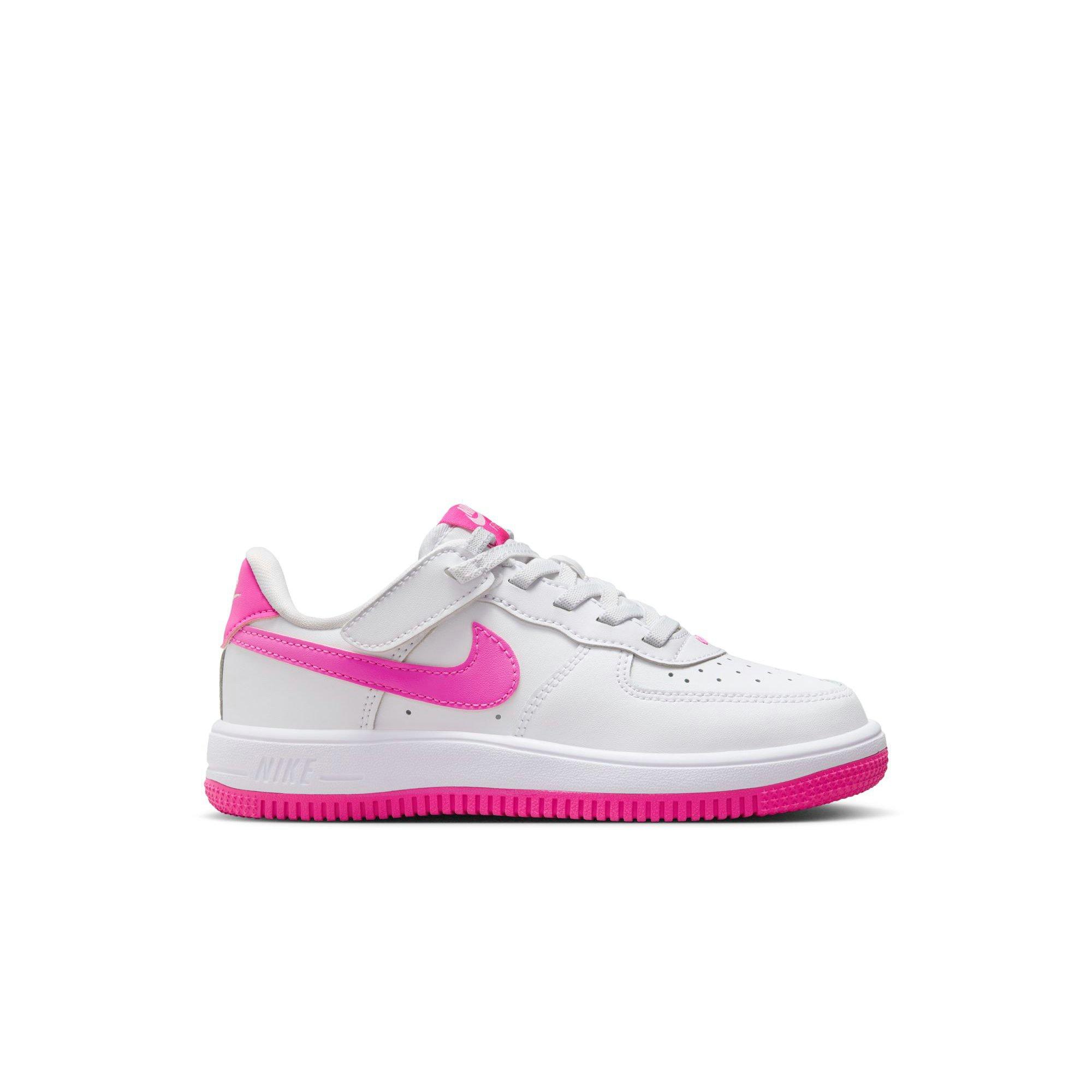 Nike Air Force 1 Low EasyOn Preschool Girls' White/Laser Fuchsia Shoe