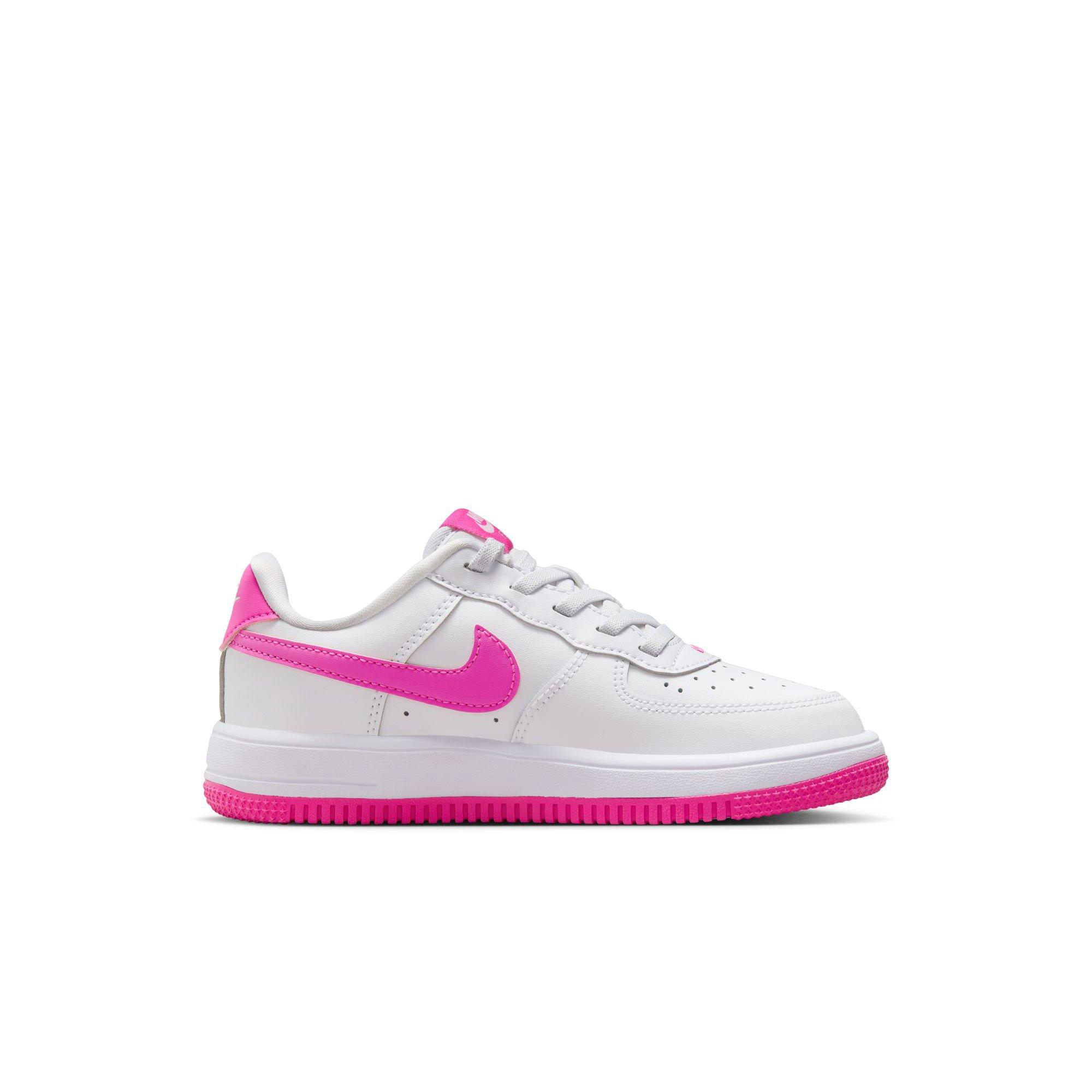 Nike Air Force 1 Low EasyOn Preschool Girls' "White/Laser Fuchsia" Shoe