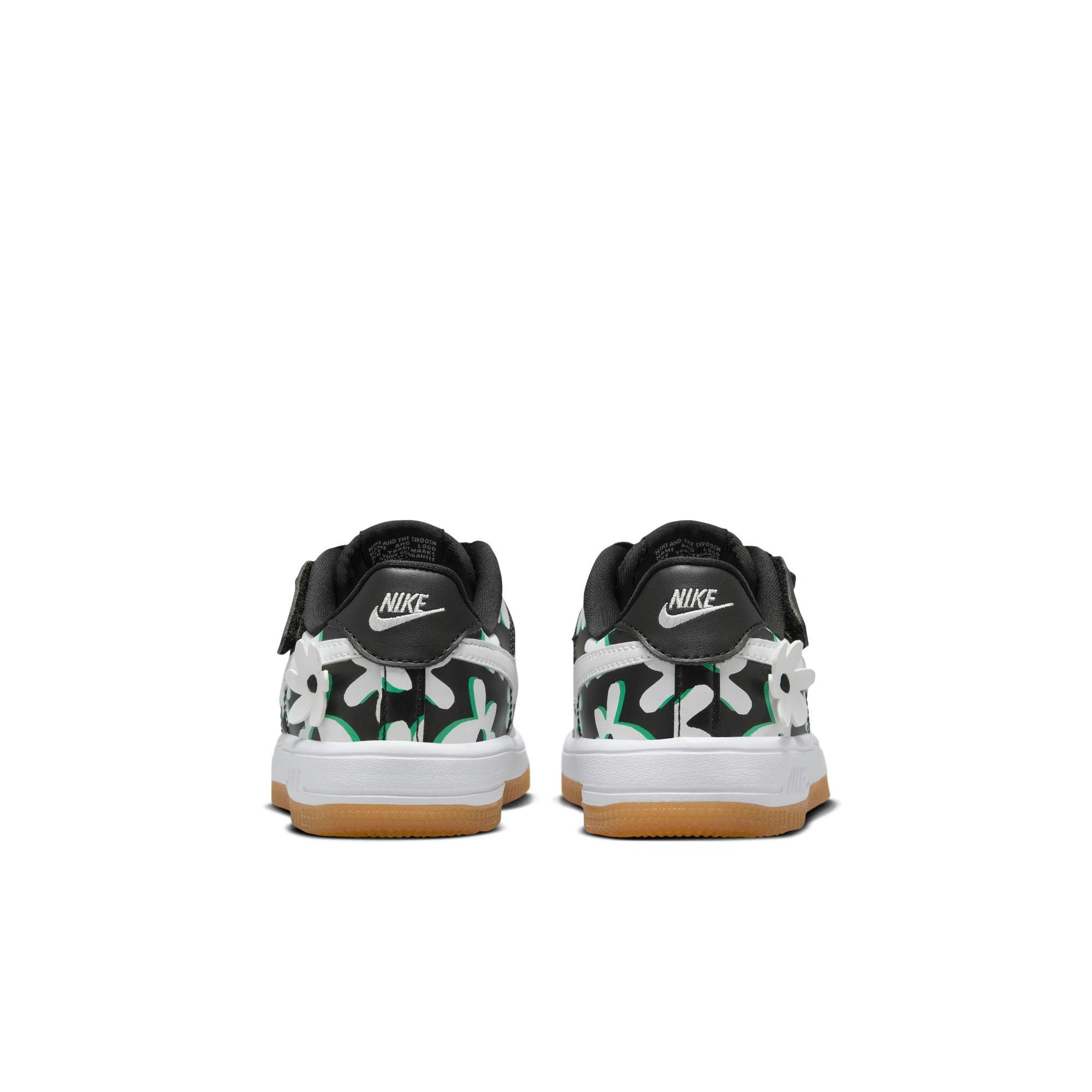 Nike Force 1 Low LV8 EasyOn Preschool Girls' "Black/White/Spring Green/Gum Light Brown" Shoe