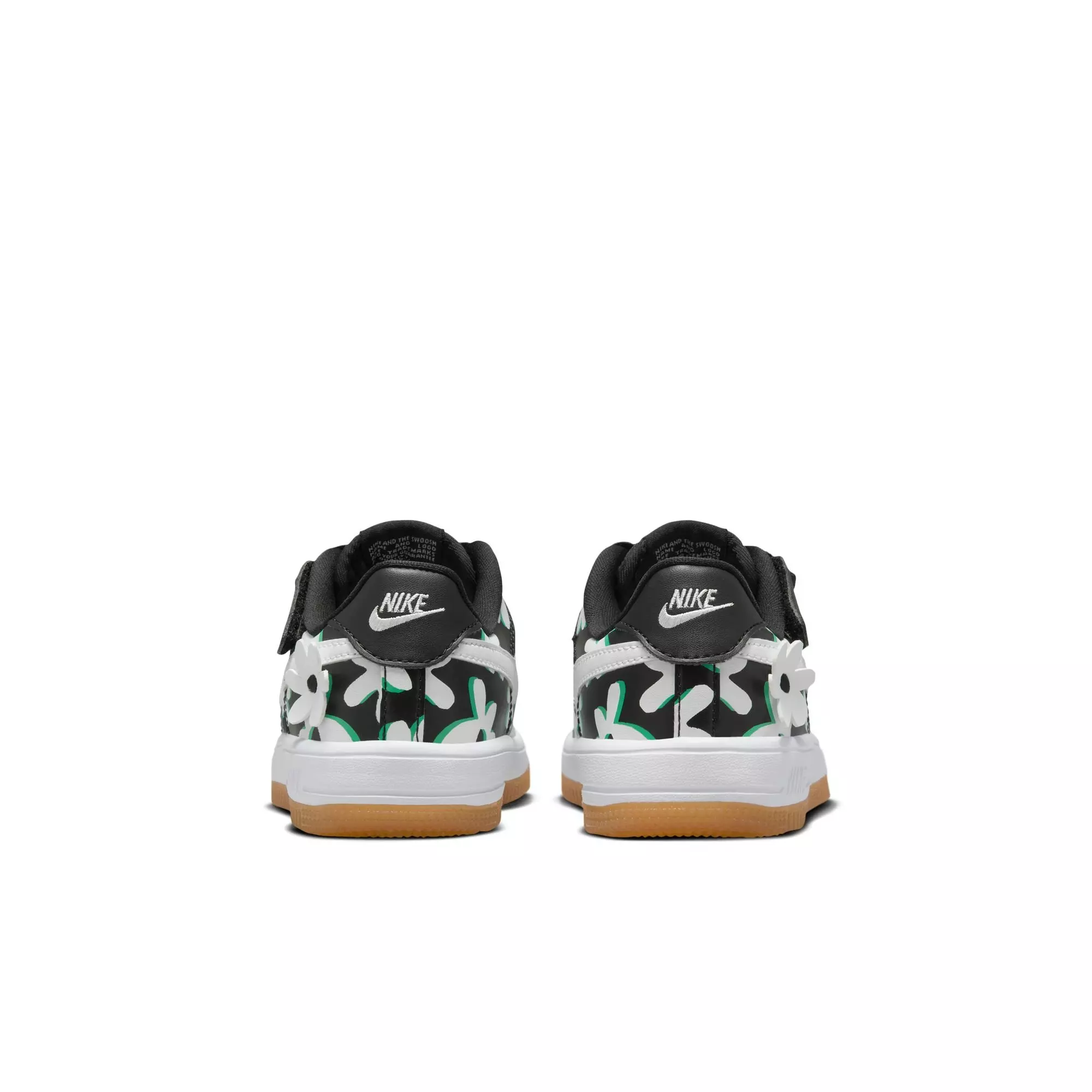 Nike Force 1 Low LV8 EasyOn "Black/White/Spring Green/Gum Light Brown" Preschool Girls' Shoe - BLACK/WHITE/GREEN