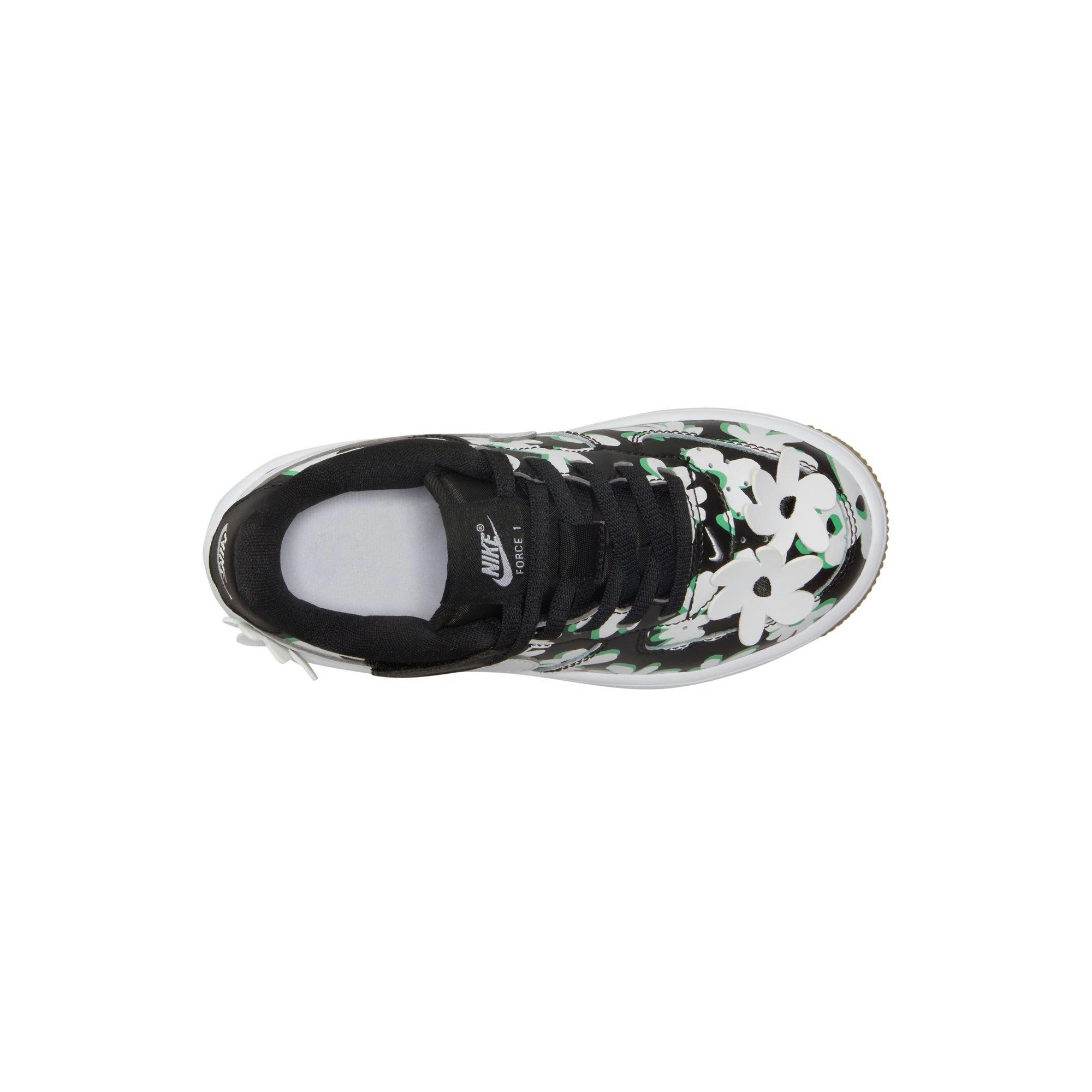 Nike Force 1 Low LV8 EasyOn Preschool Girls' "Black/White/Spring Green/Gum Light Brown" Shoe