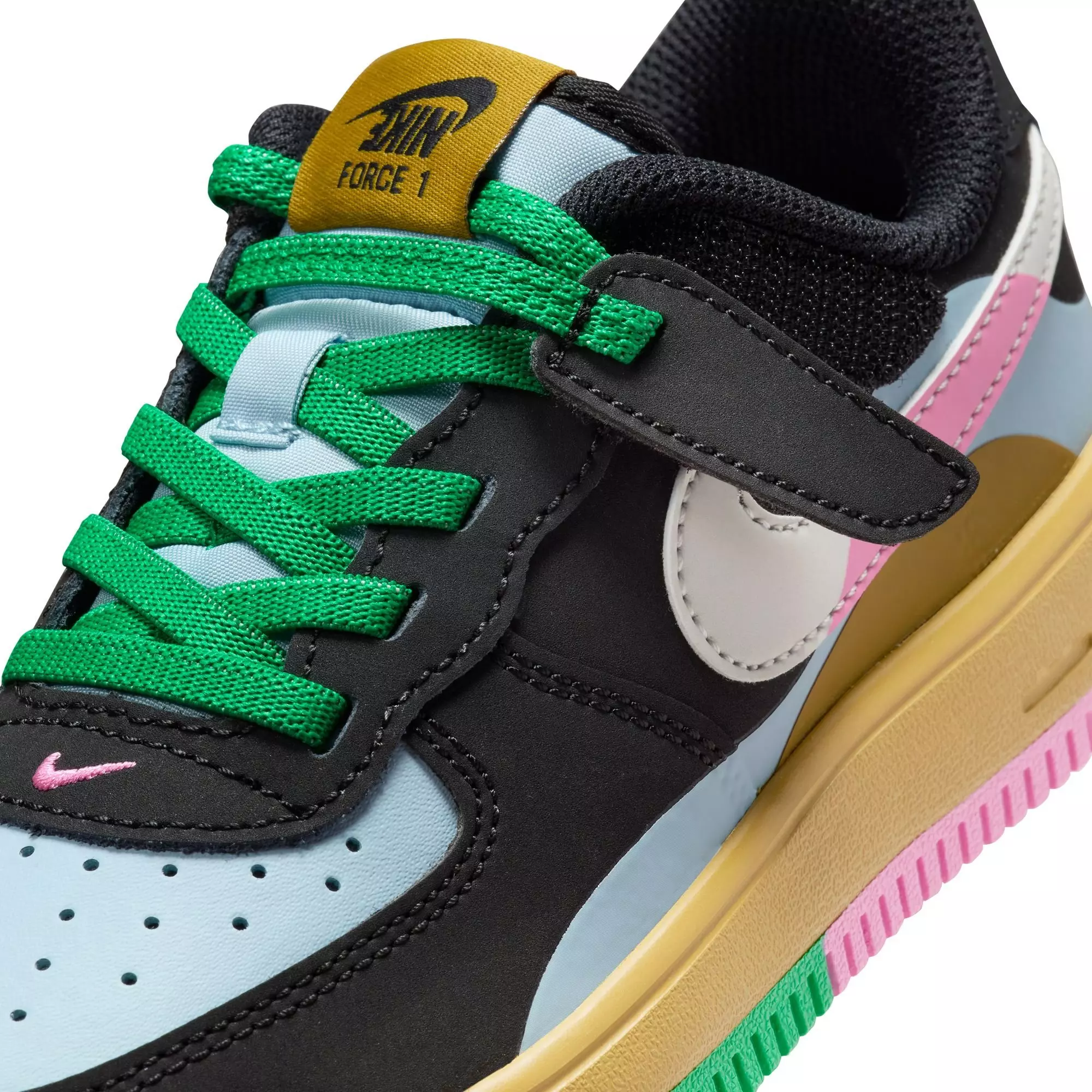 Nike Air Force 1 LV8 EasyOn "Black/Summit White/Lt Armory Blue" Preschool Girls' Shoe - MULTI-COLOR