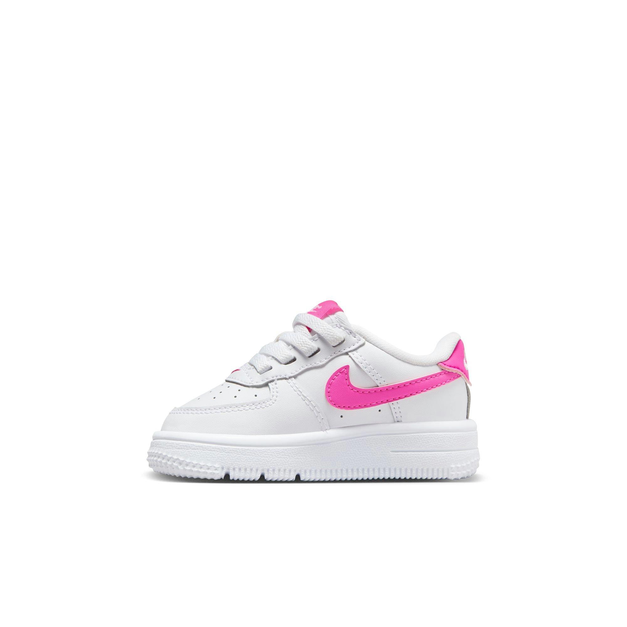 Nike Air Force 1 Low EasyOn Toddler Girls' "White/Laser Fuchsia" Shoe