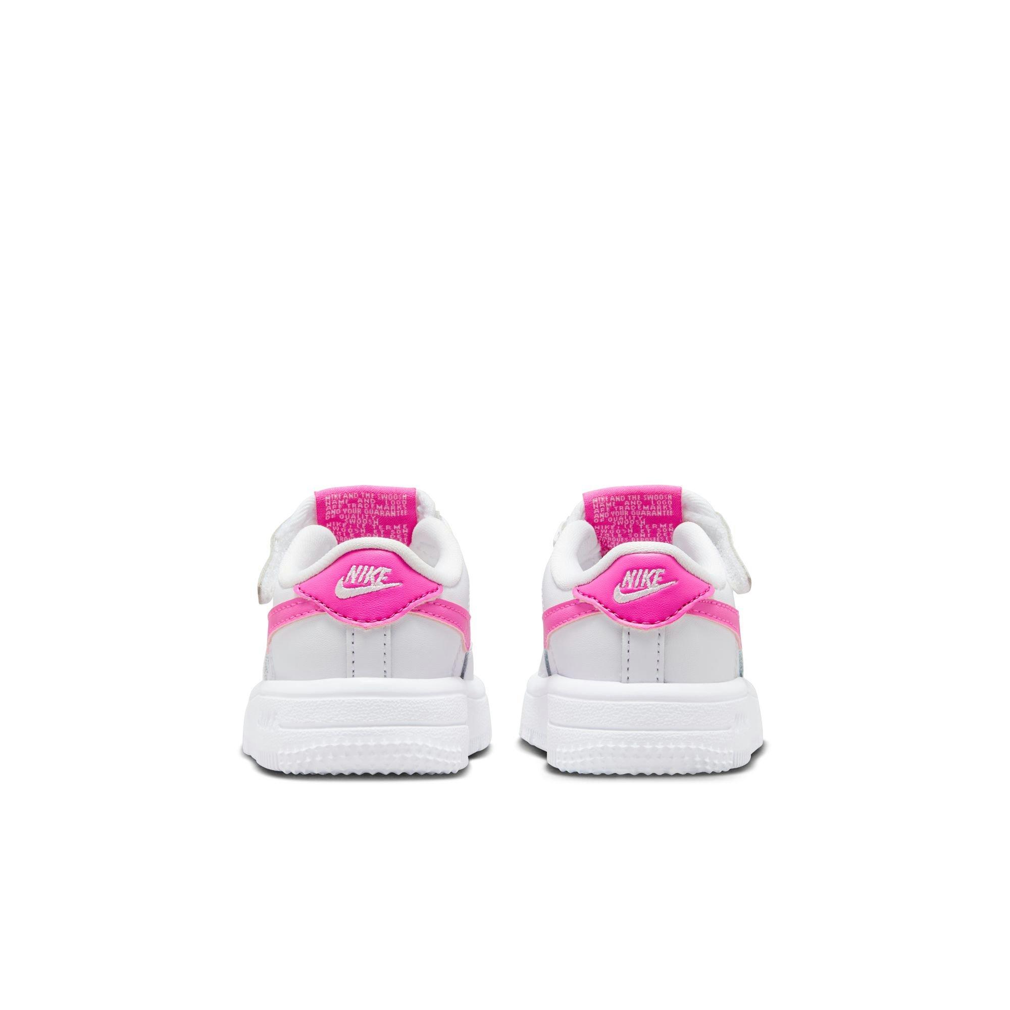 Nike Air Force 1 Low EasyOn Toddler Girls' "White/Laser Fuchsia" Shoe