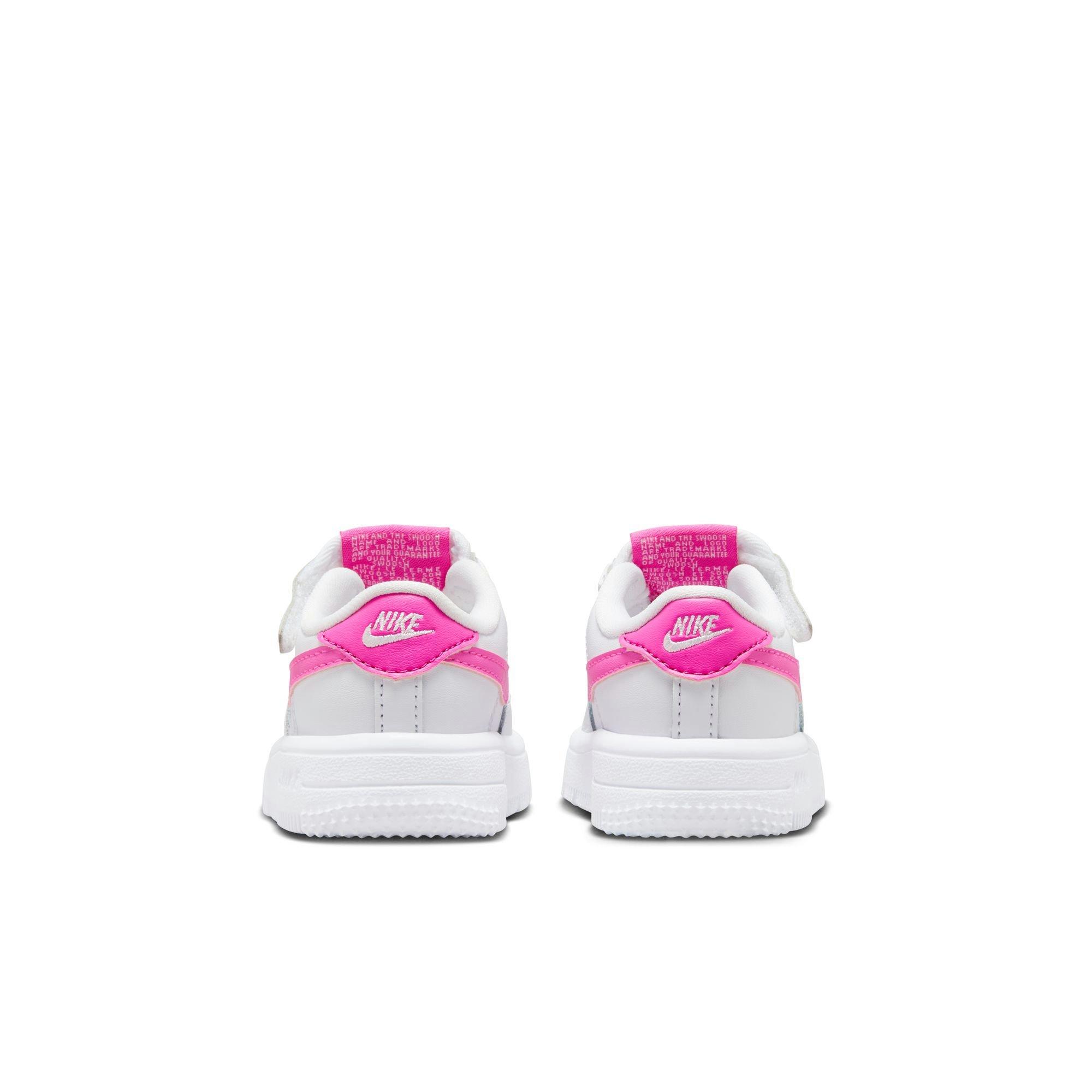 Nike Air Force 1 Low EasyOn Toddler Girls' White/Laser Fuchsia Shoe