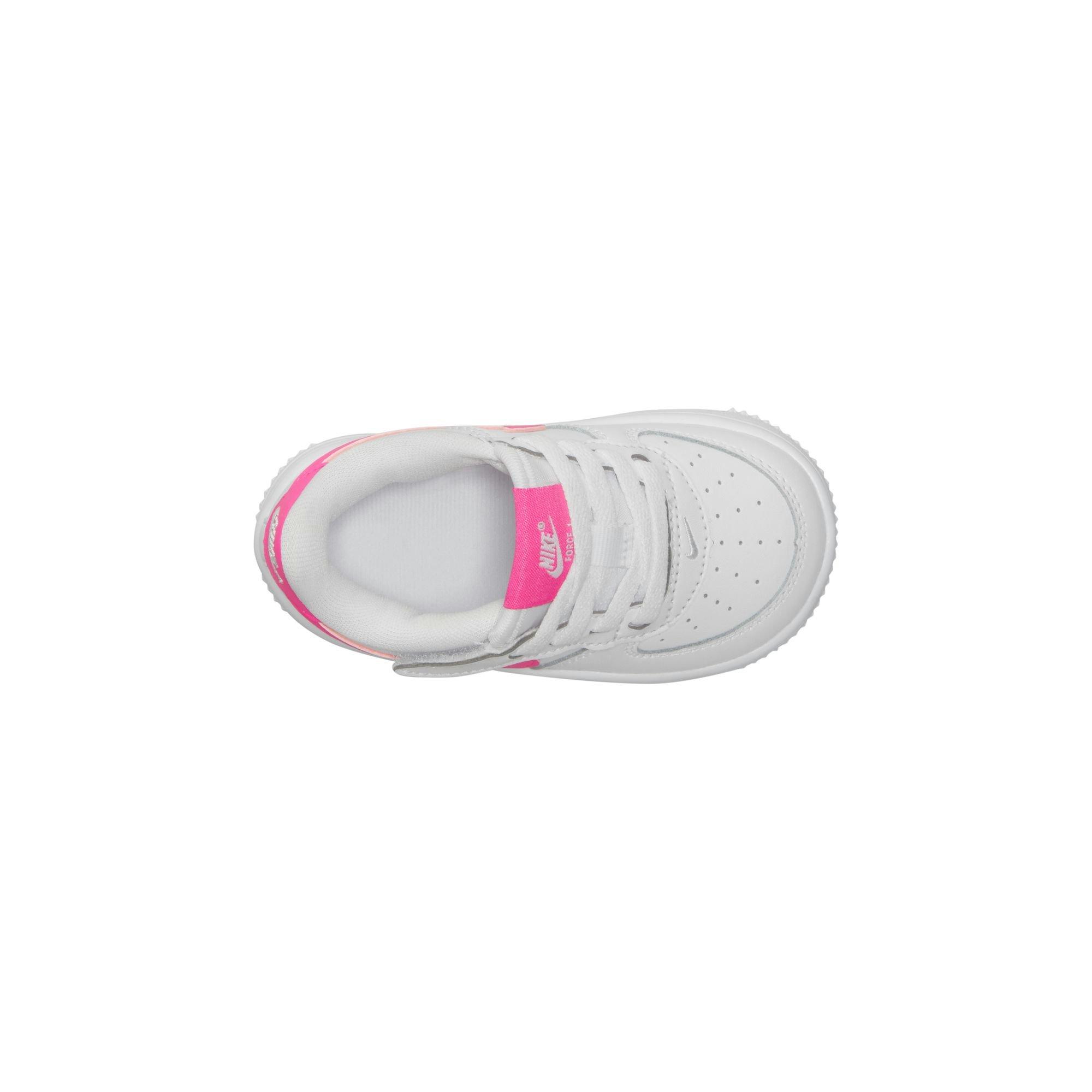 Nike Air Force 1 Low EasyOn Toddler Girls' "White/Laser Fuchsia" Shoe