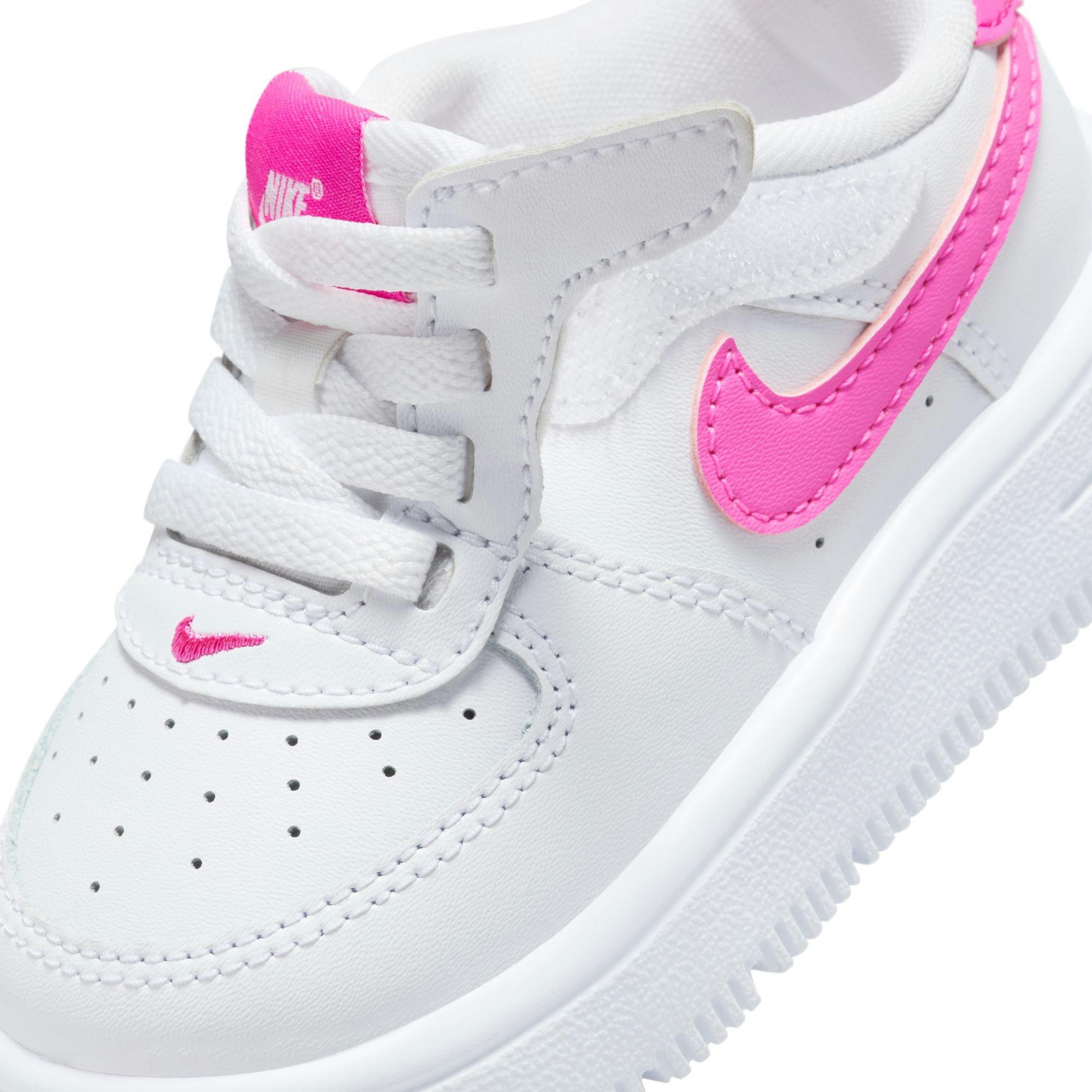 Nike Air Force 1 Low EasyOn Toddler Girls' White/Laser Fuchsia Shoe