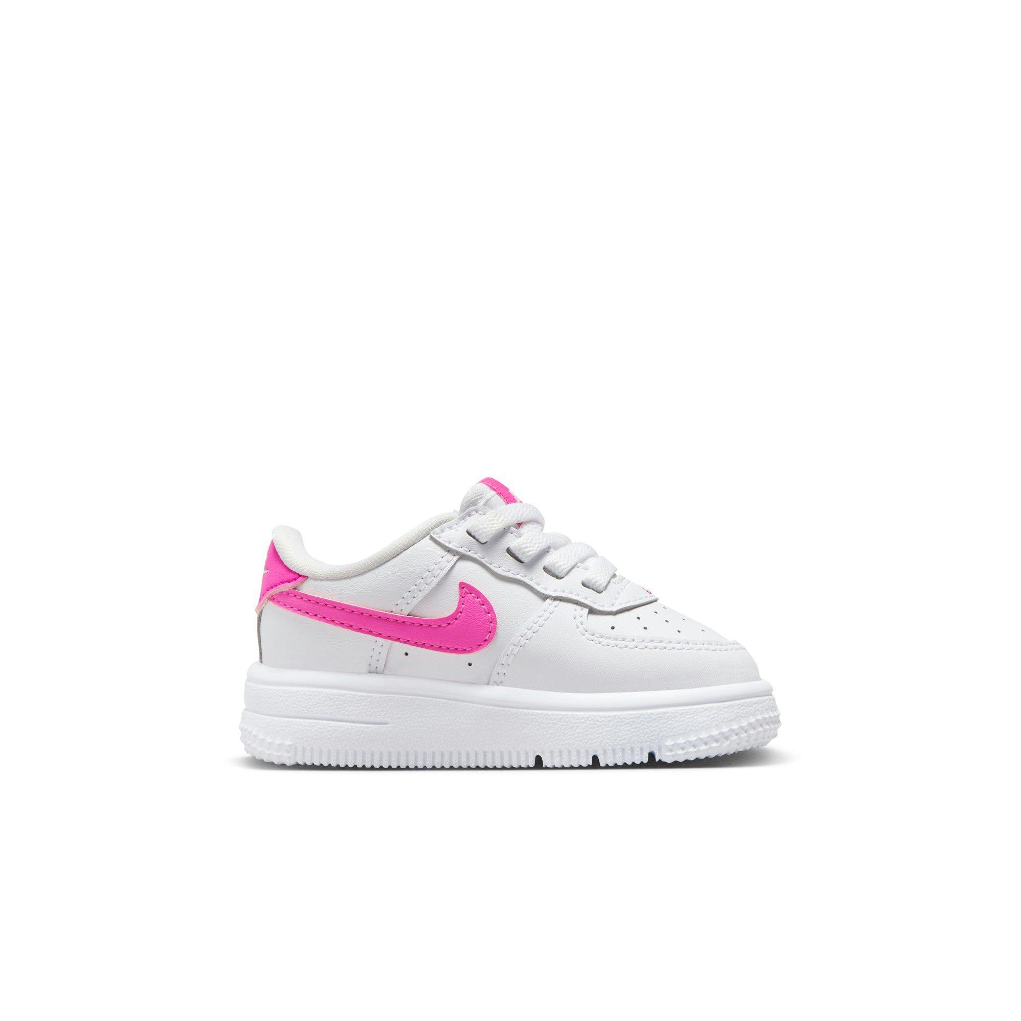 Nike Air Force 1 Low EasyOn Toddler Girls' White/Laser Fuchsia Shoe