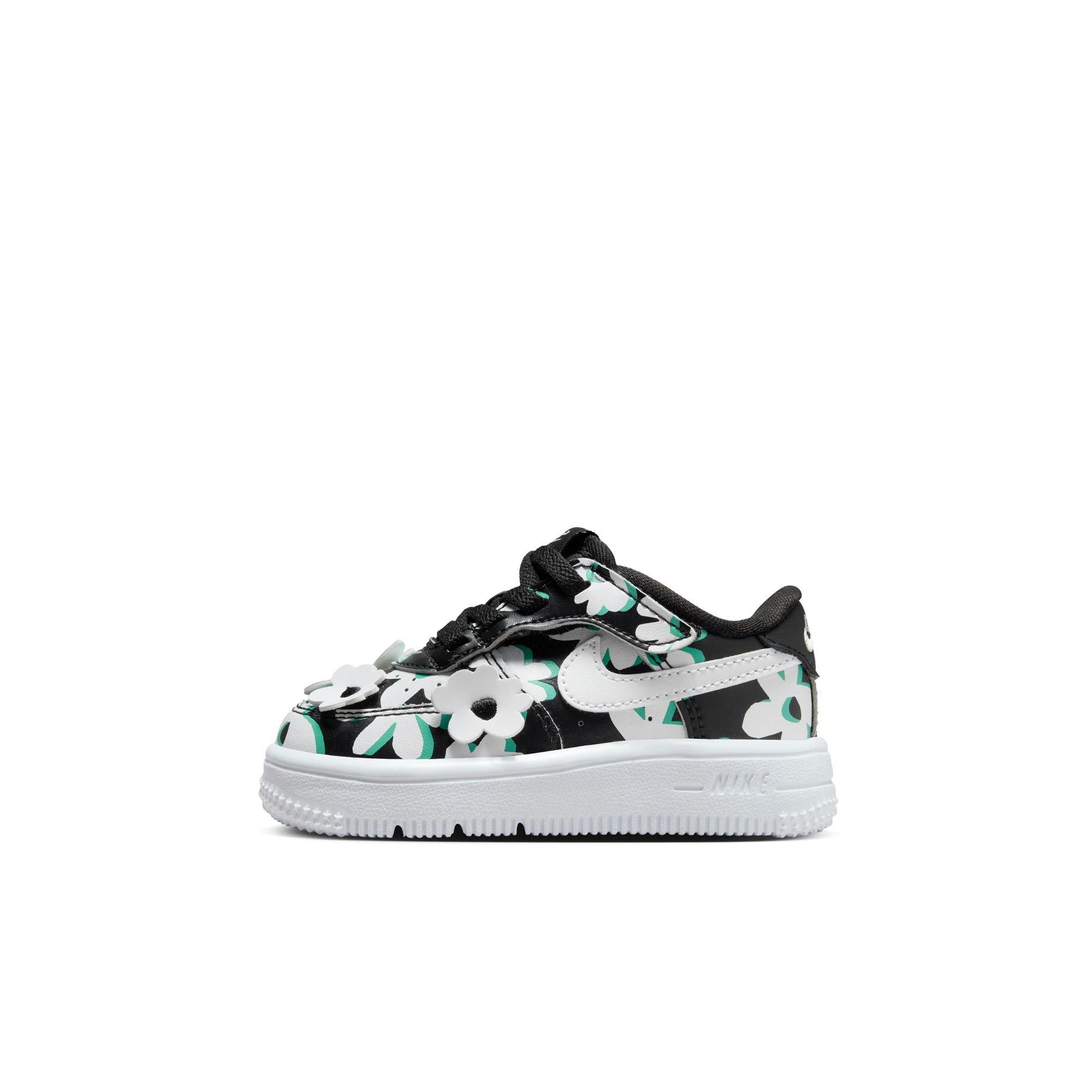 Nike Air Force 1 Low LV8 EasyOn "Black/White/Spring Green/Gum Light Brown" Toddler Girls' Shoe - BLACK/WHITE/GREEN Thumbnail View 3