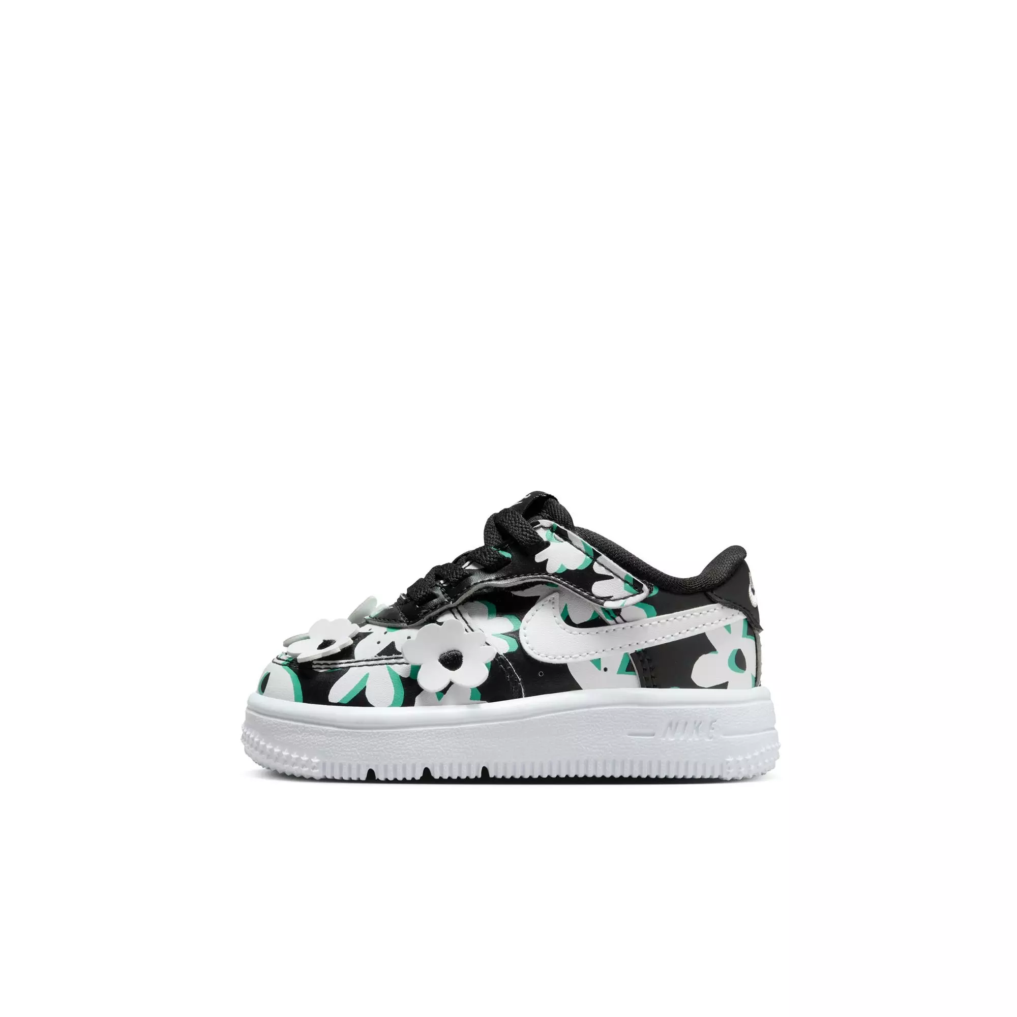 Nike Air Force 1 Low LV8 EasyOn "Black/White/Spring Green/Gum Light Brown" Toddler Girls' Shoe - BLACK/WHITE/GREEN