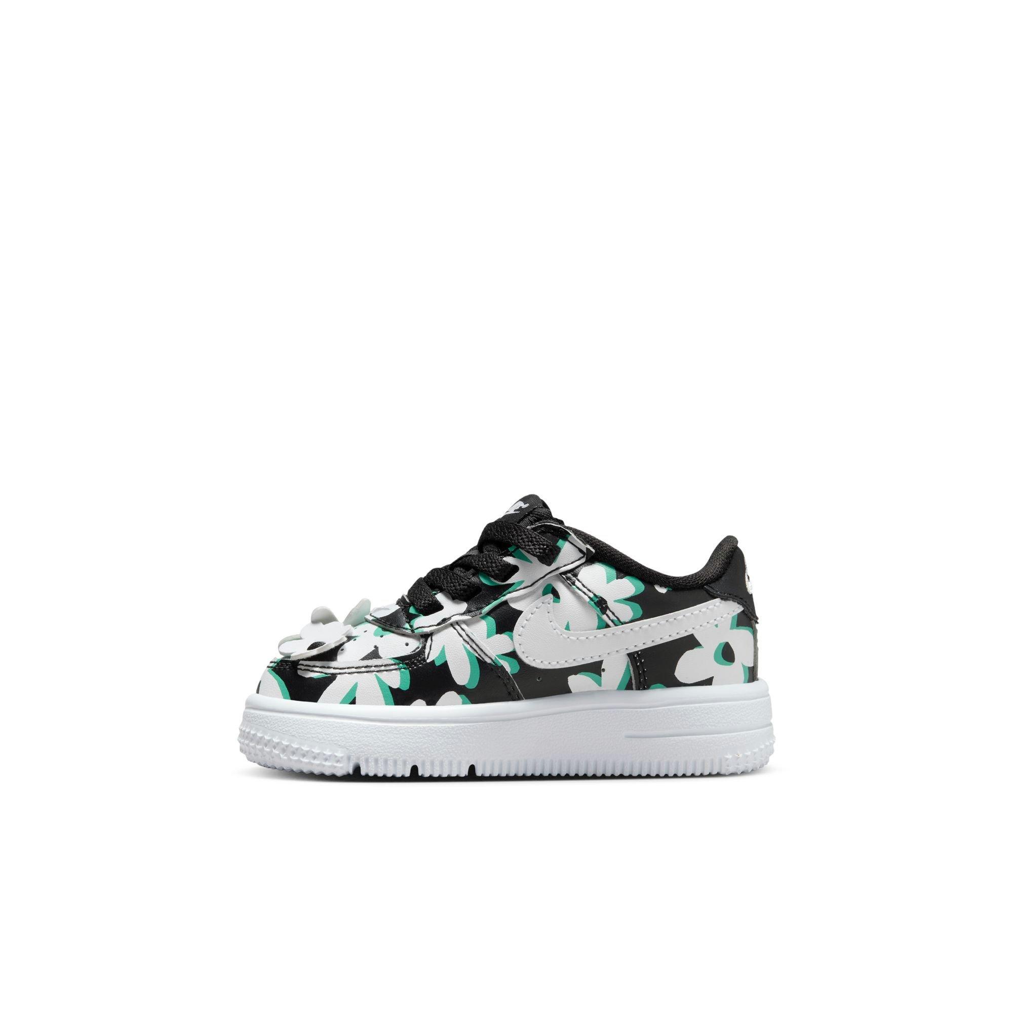 Nike Air Force 1 Low LV8 EasyOn "Black/White/Spring Green/Gum Light Brown" Toddler Girls' Shoe - BLACK/WHITE/GREEN Thumbnail View 4