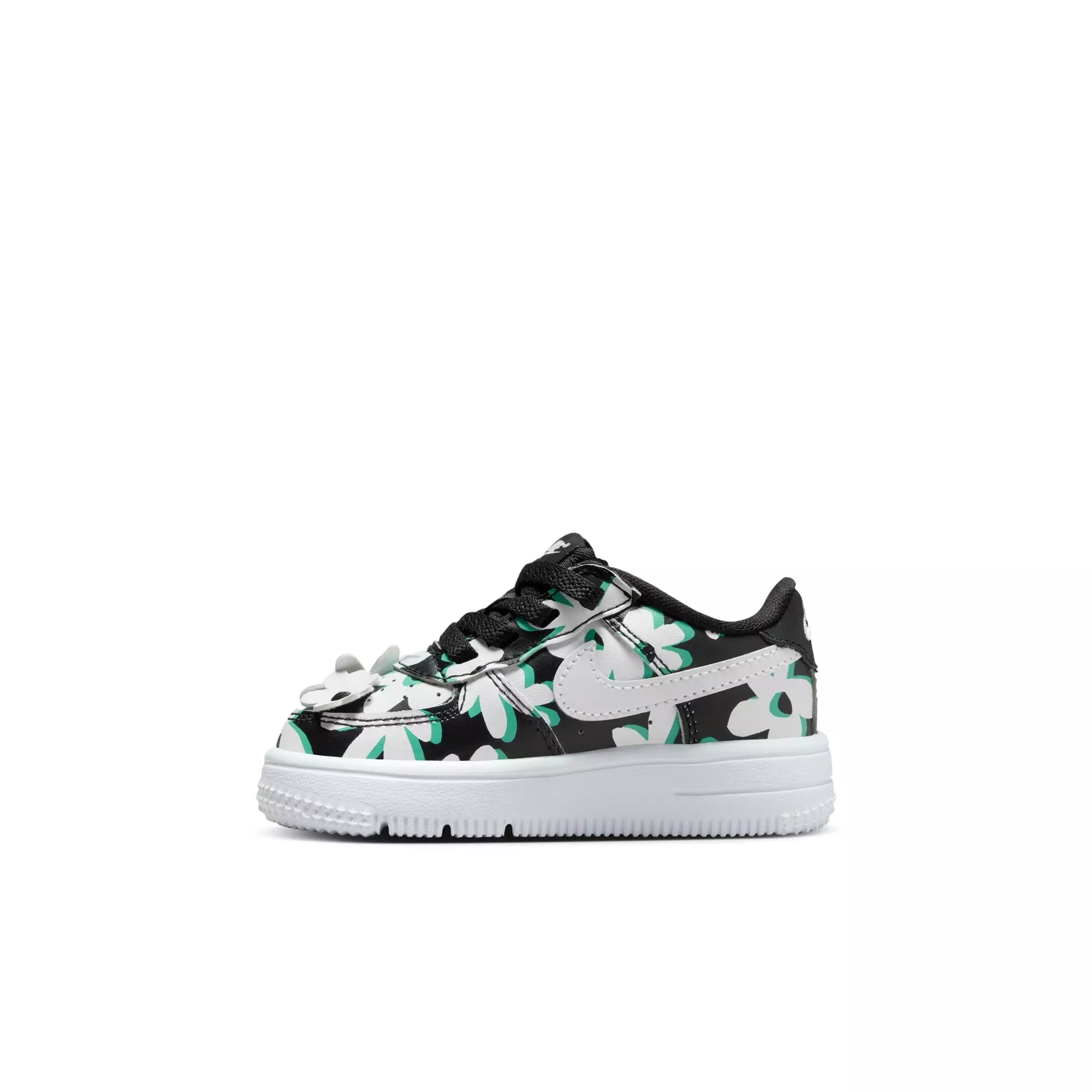 Nike Air Force 1 Low LV8 EasyOn "Black/White/Spring Green/Gum Light Brown" Toddler Girls' Shoe - BLACK/WHITE/GREEN