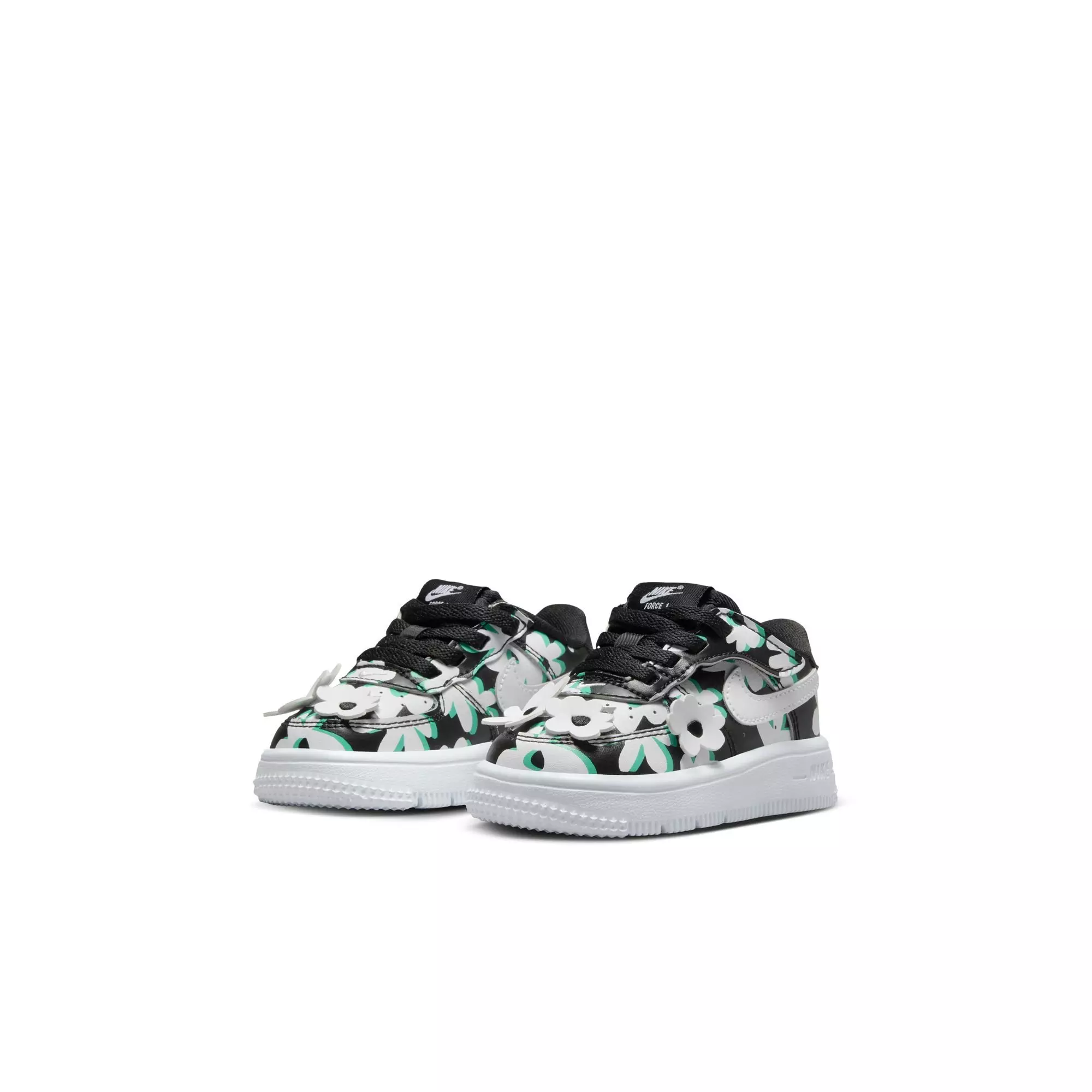 Nike Air Force 1 Low LV8 EasyOn "Black/White/Spring Green/Gum Light Brown" Toddler Girls' Shoe - BLACK/WHITE/GREEN