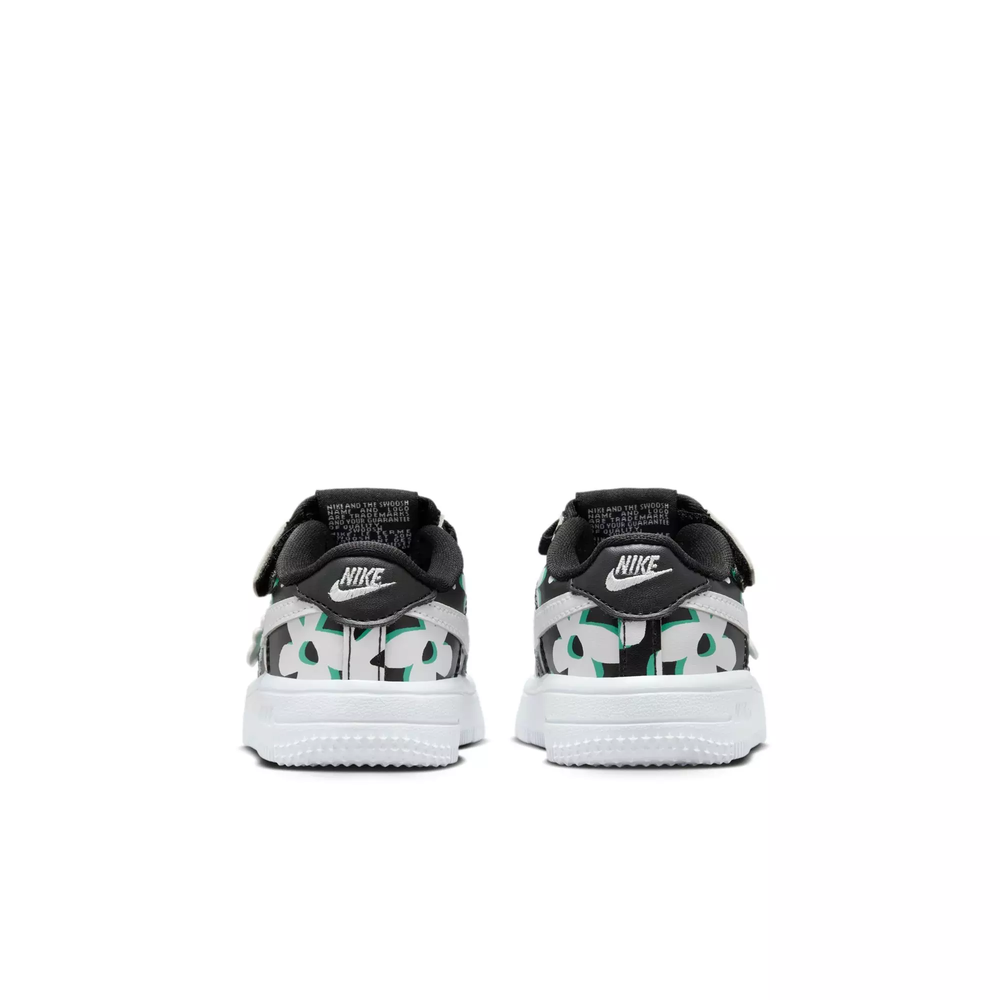 Nike Air Force 1 Low LV8 EasyOn "Black/White/Spring Green/Gum Light Brown" Toddler Girls' Shoe - BLACK/WHITE/GREEN
